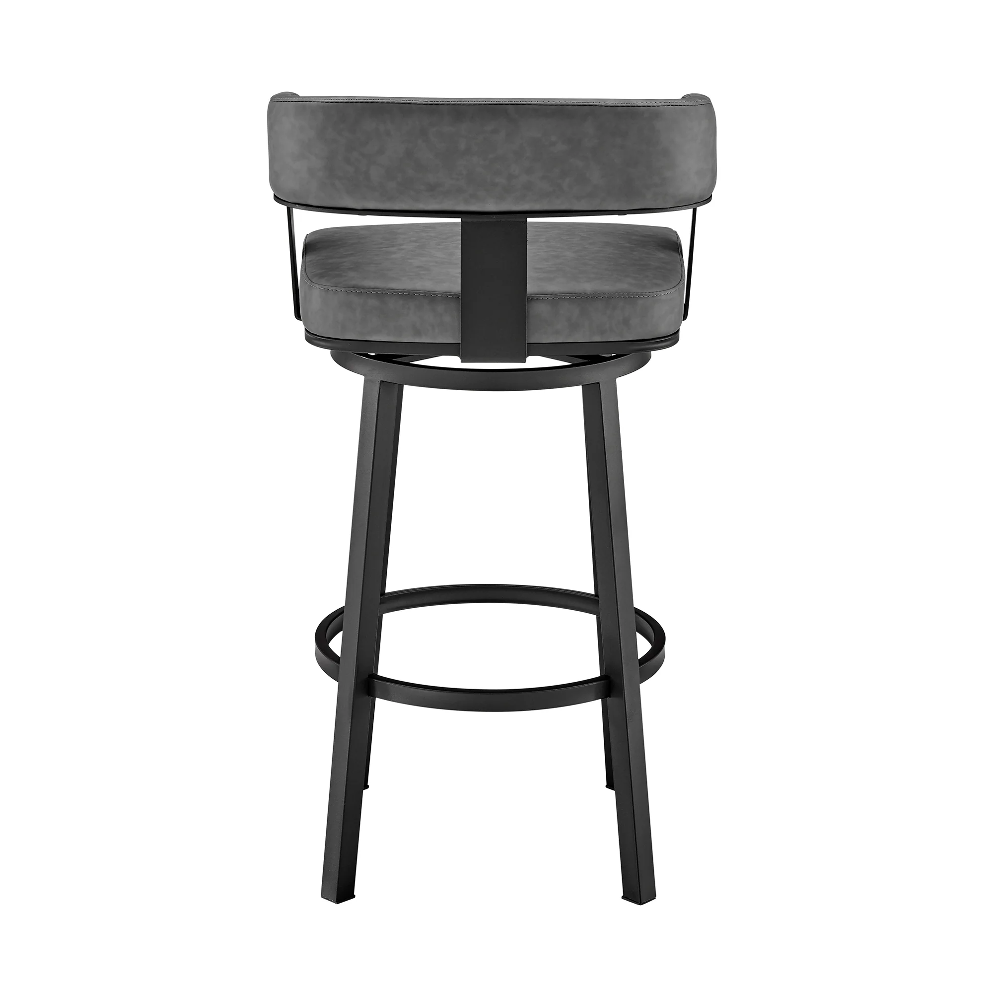 Lorin 26" Counter Height Swivel Bar Stool in Black Finish and Gray Faux Leather By Armen Living - Image 6