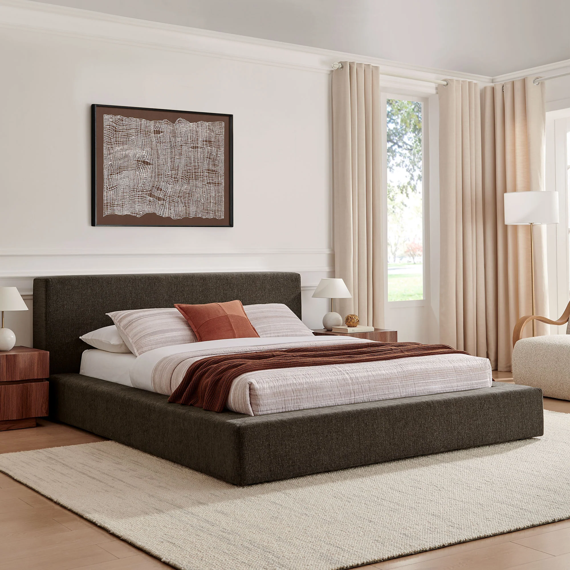 Luma Chenille Upholstered King Platform Bed Frame by Modway - Image 16