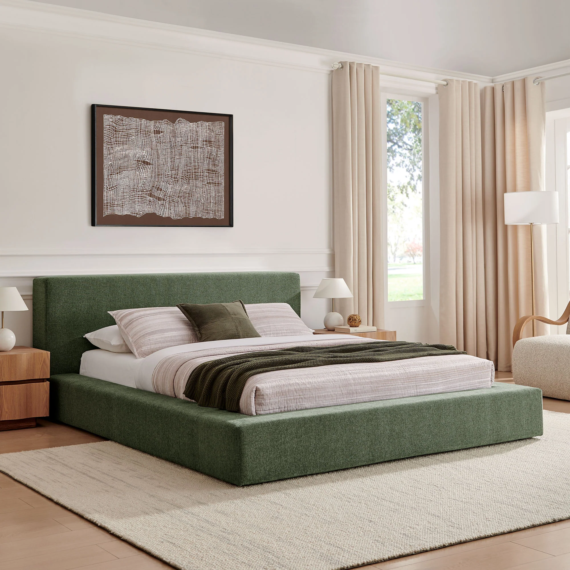 Luma Chenille Upholstered King Platform Bed Frame by Modway - Image 6