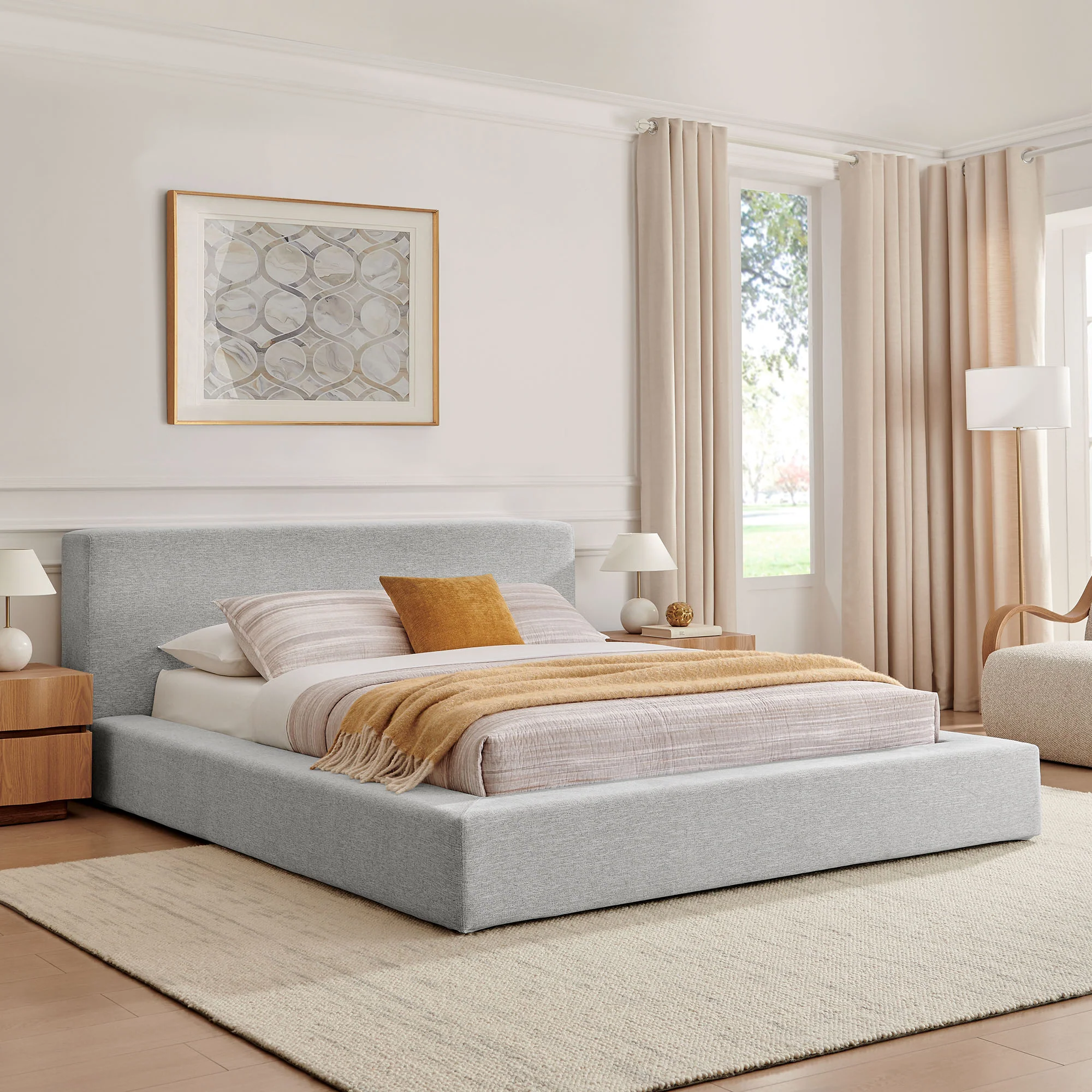 Luma Chenille Upholstered Queen Platform Bed Frame by Modway - Image 16