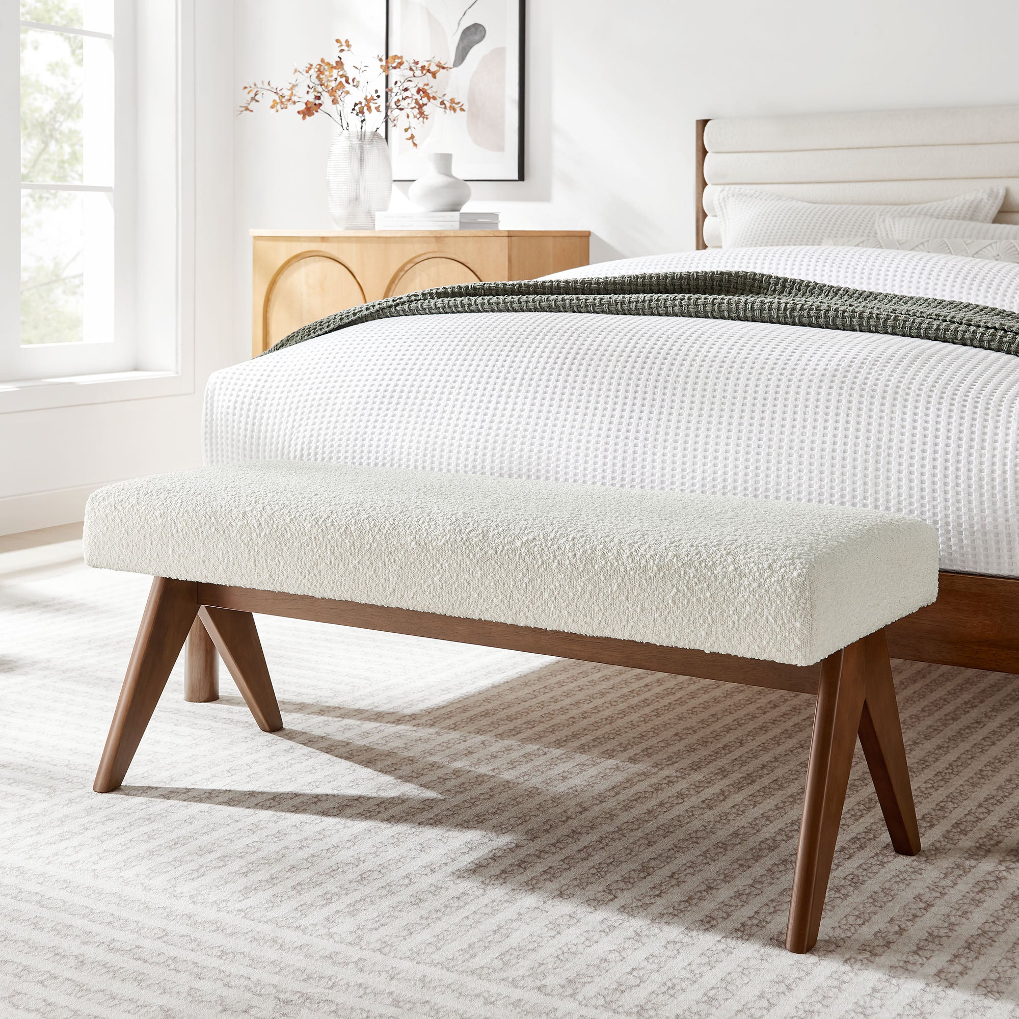 Lyra 47" Boucle Upholstered Bench by Modway - Image 15