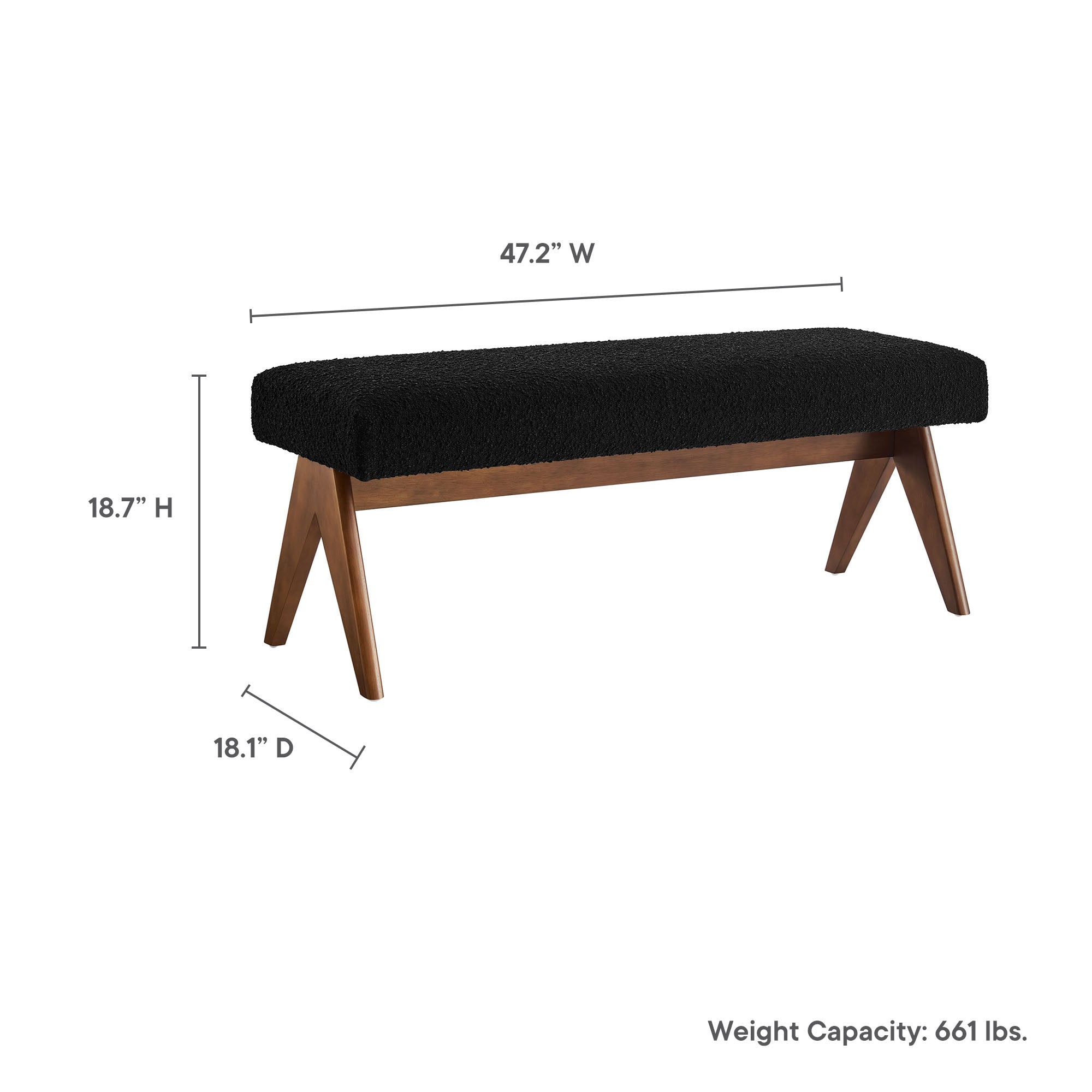 Lyra 47" Boucle Upholstered Bench by Modway - Image 9