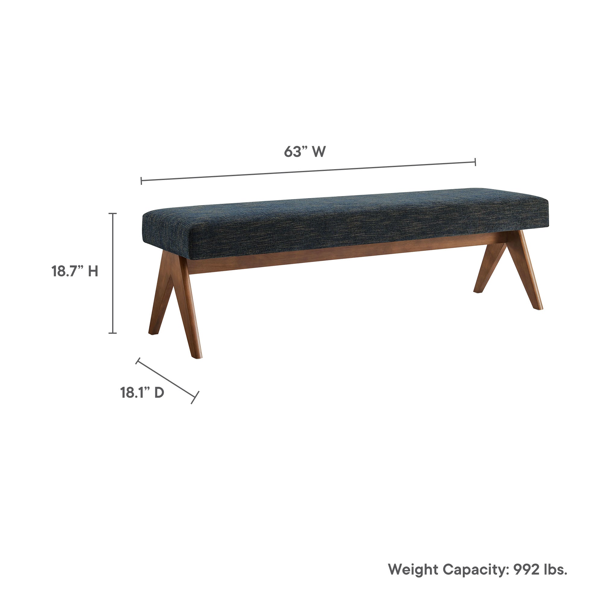 Lyra 63" Fabric Upholstered Bench by Modway - Image 18