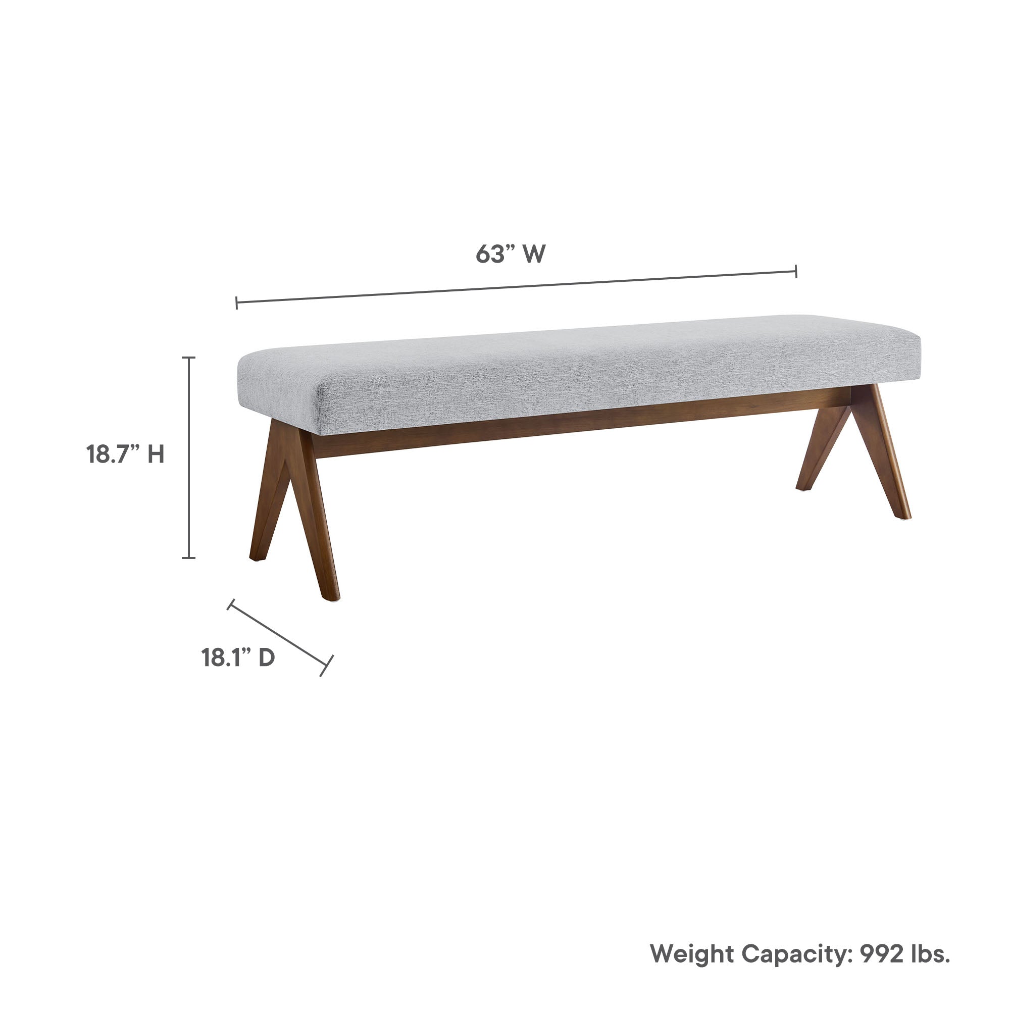 Lyra 63" Fabric Upholstered Bench by Modway - Image 36