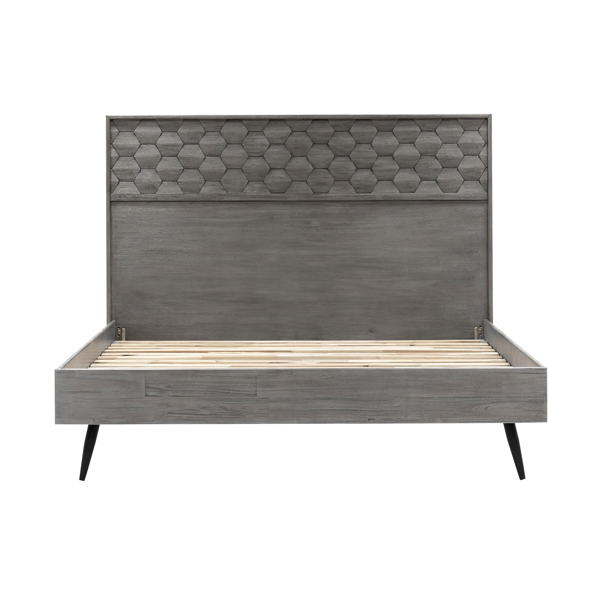 Makena 3 Piece King Bedroom Set in Grey Acacia Wood By Armen Living - Image 3