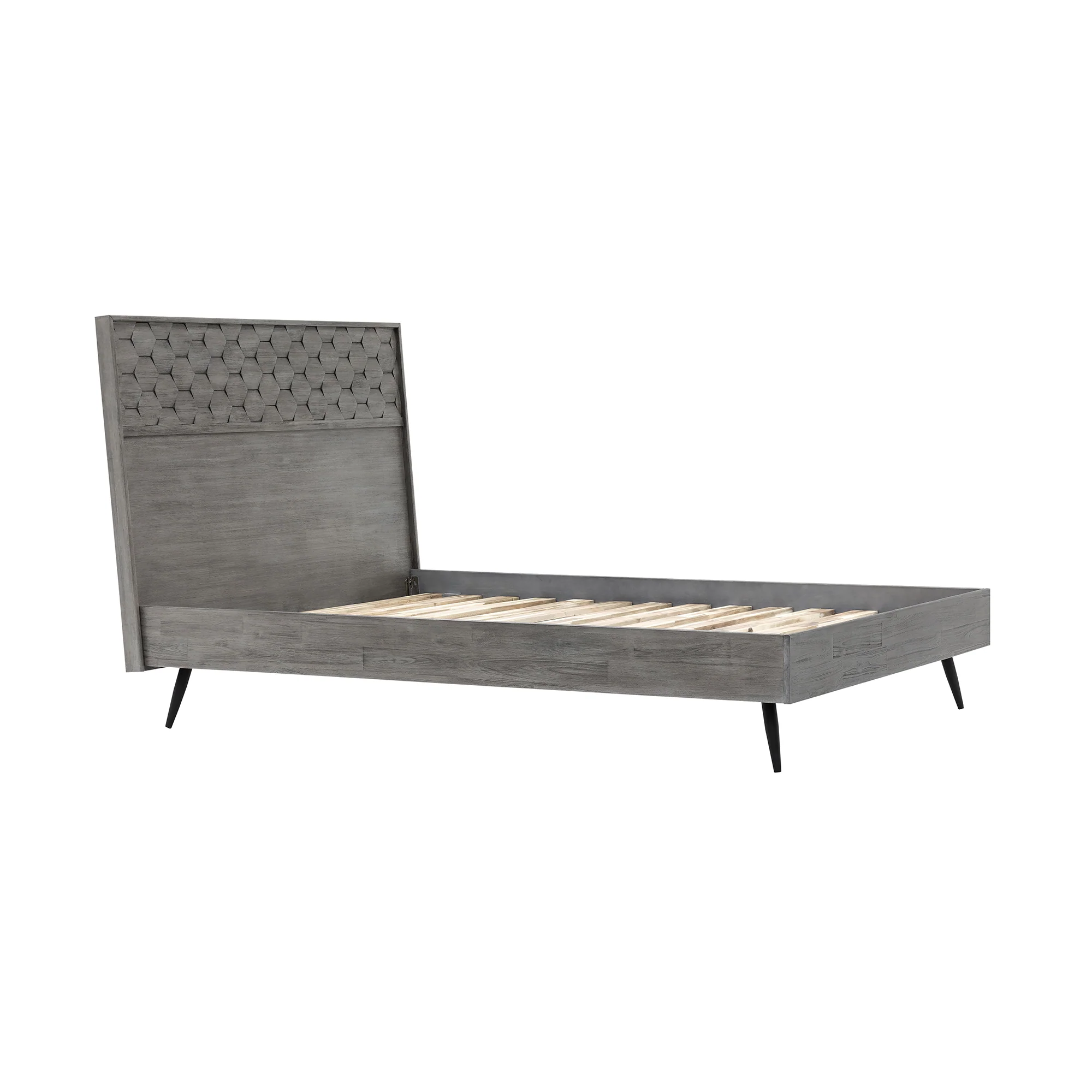 Makena 3 Piece King Bedroom Set in Grey Acacia Wood By Armen Living - Image 4