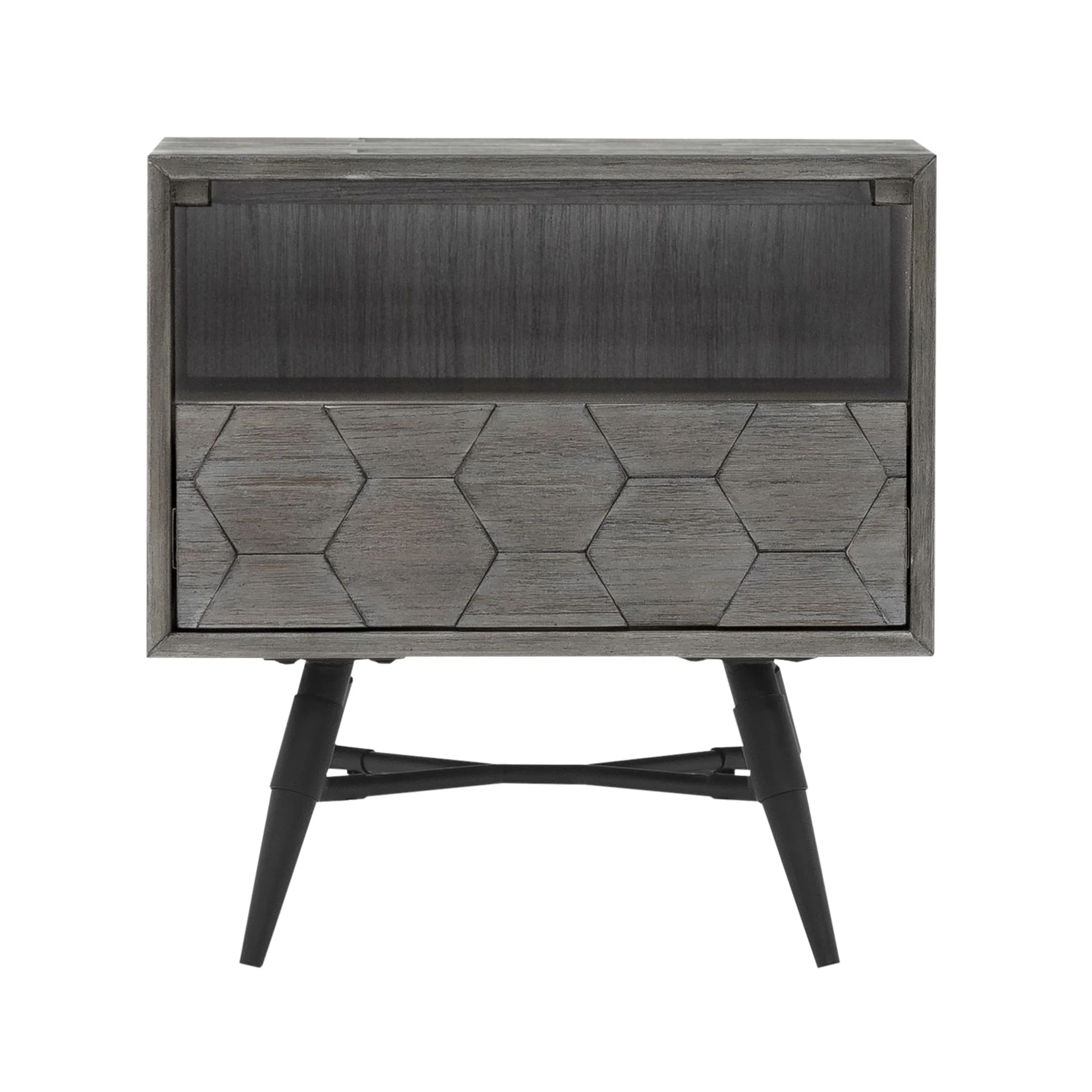 Makena 3 Piece King Bedroom Set in Grey Acacia Wood By Armen Living - Image 5