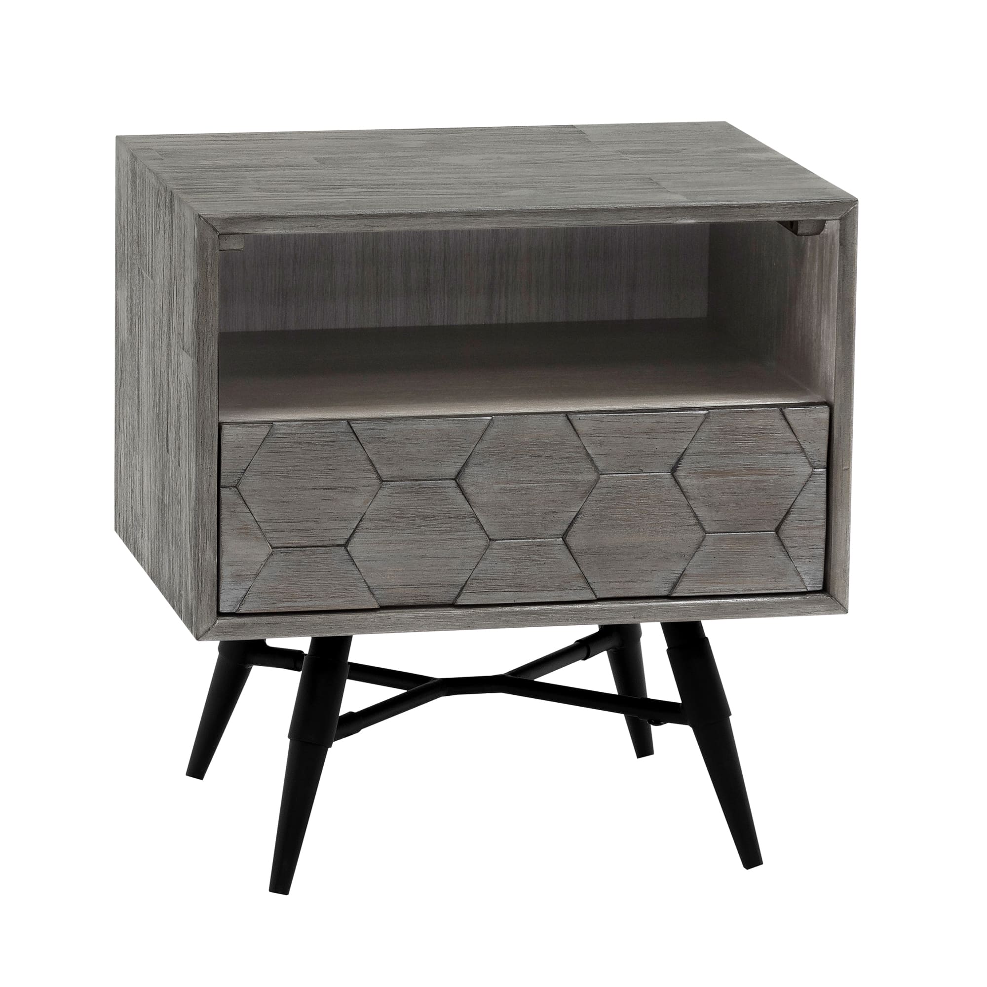 Makena 3 Piece King Bedroom Set in Grey Acacia Wood By Armen Living - Image 6
