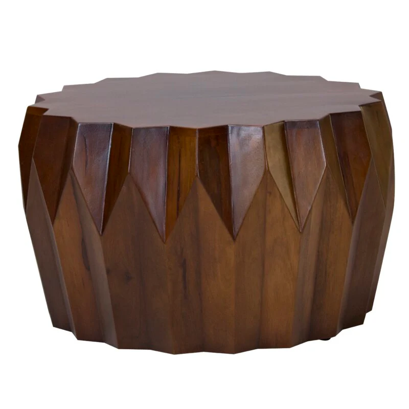 Mango Round Modern Scallop Solid Wood Coffee Table By Homeroots