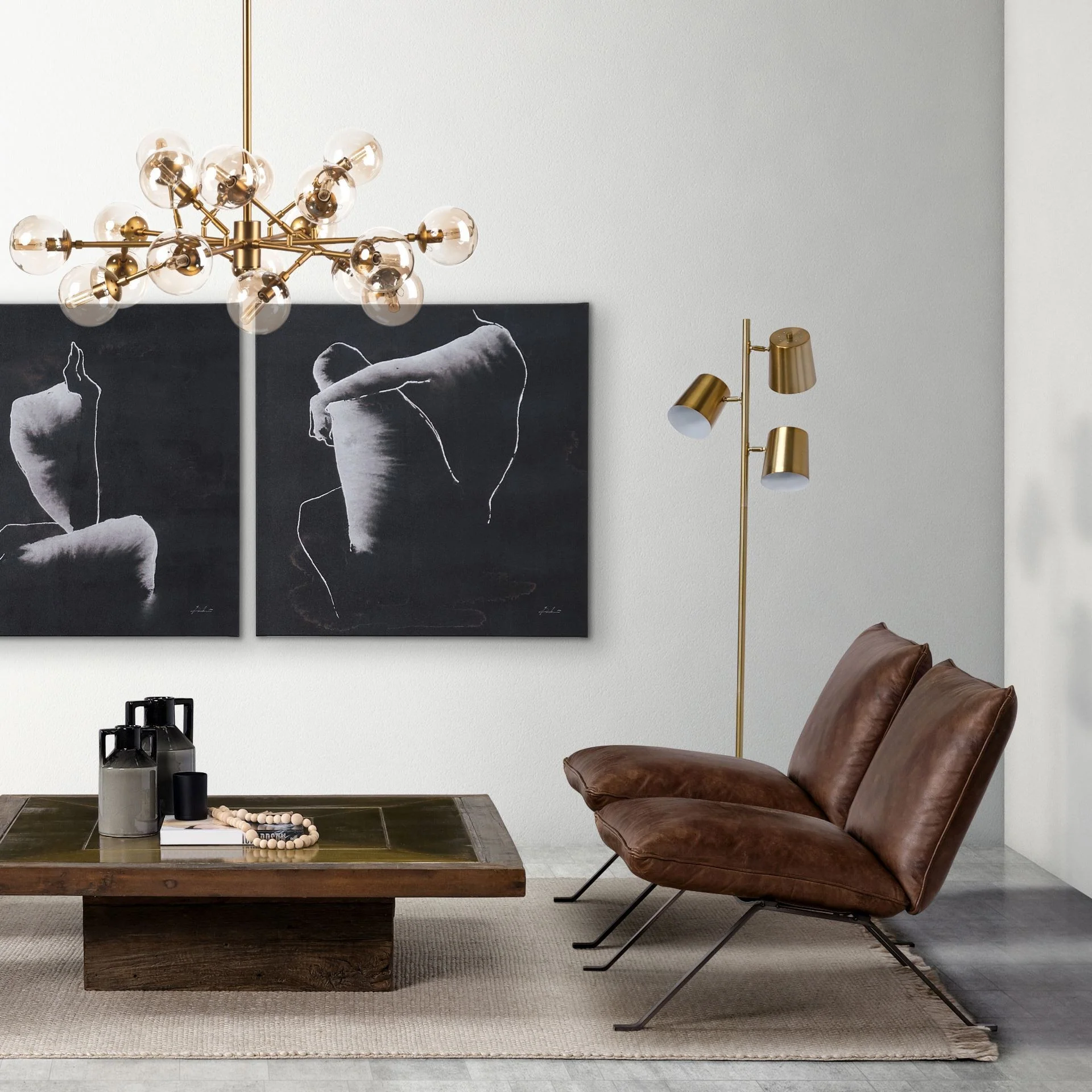 Marble Base Gold Floor Lamp By Homeroots