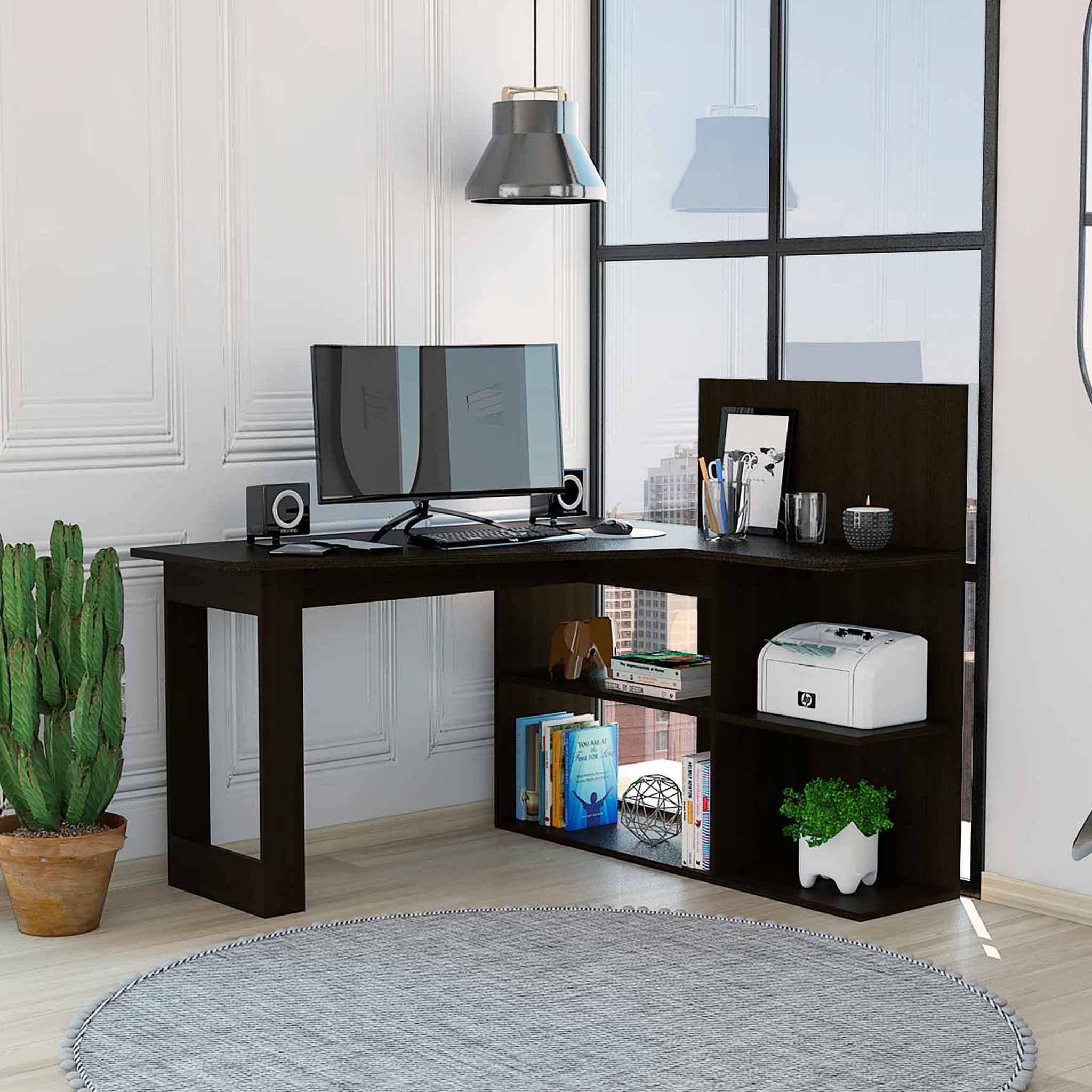 Marek Black L Shaped Computer Desk By Homeroots