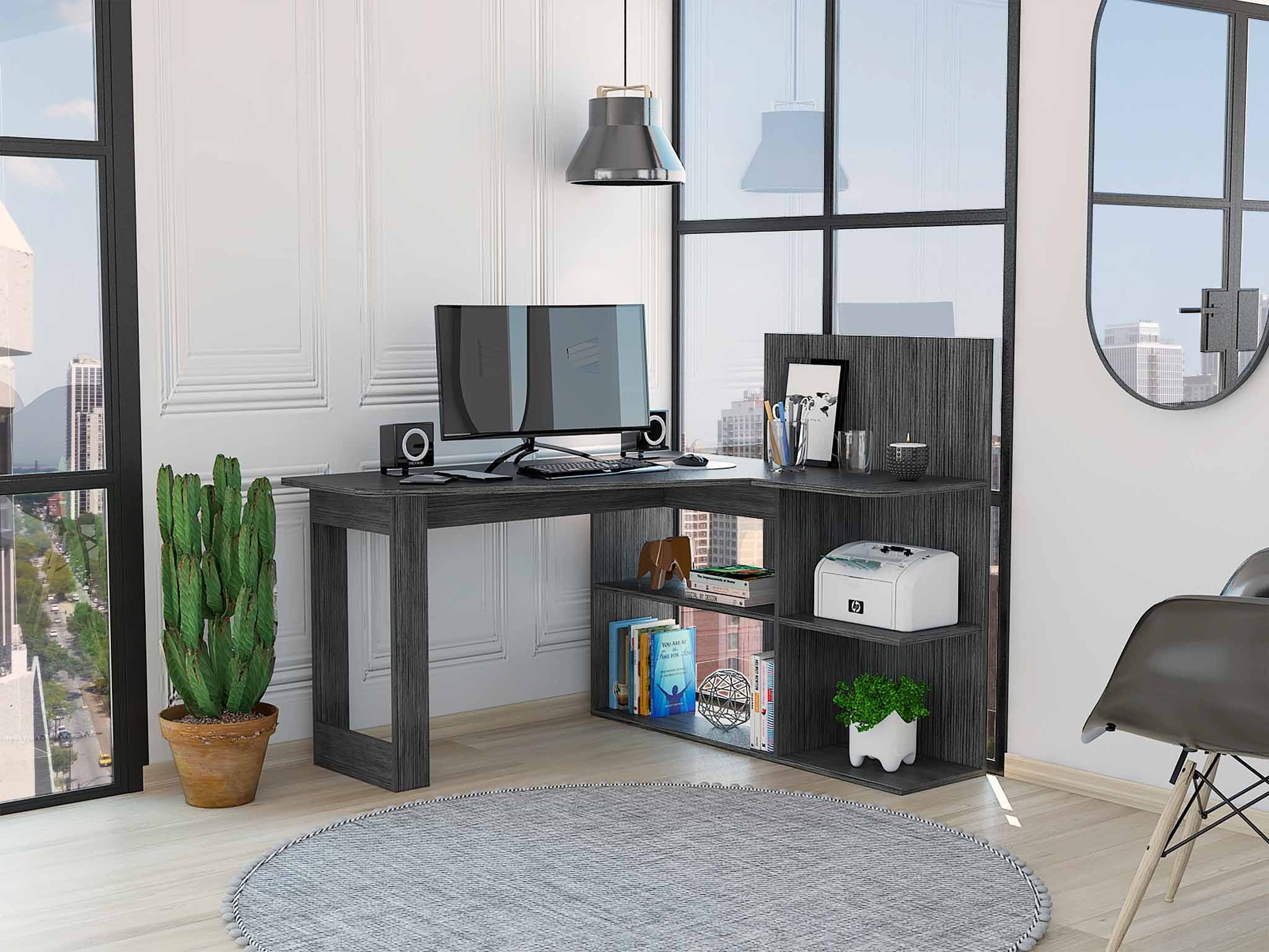 Marek Gray Oak L Shaped Computer Desk By Homeroots