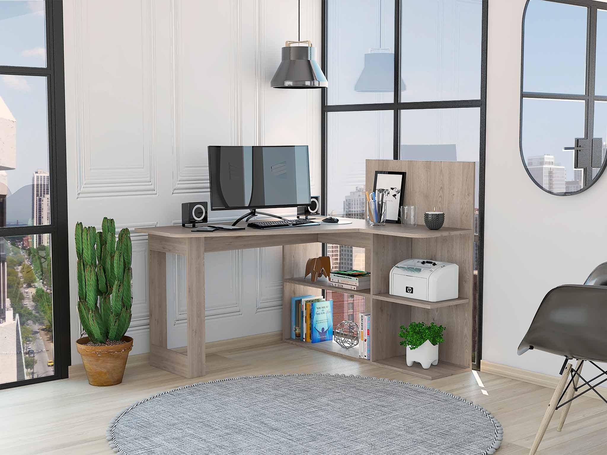 Marek Light Gray L Shaped Computer Desk By Homeroots