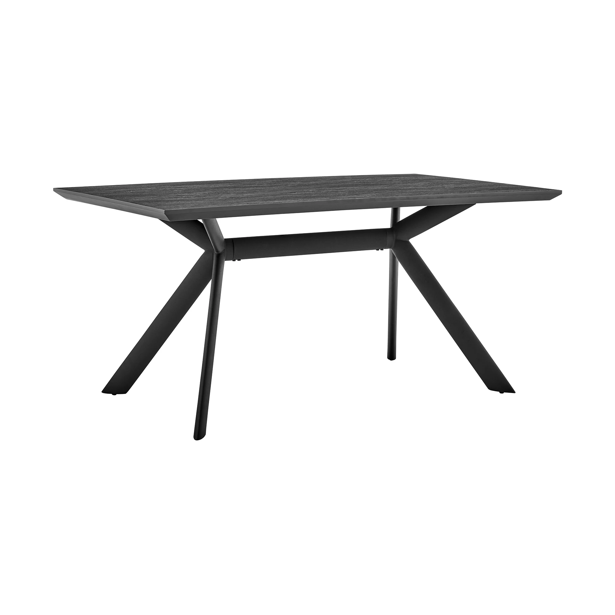 Margot and Rylee 7 Piece Modern Rectangular Dining Set in Black Melamine Wood and Blue Fabric By Armen Living - Image 6