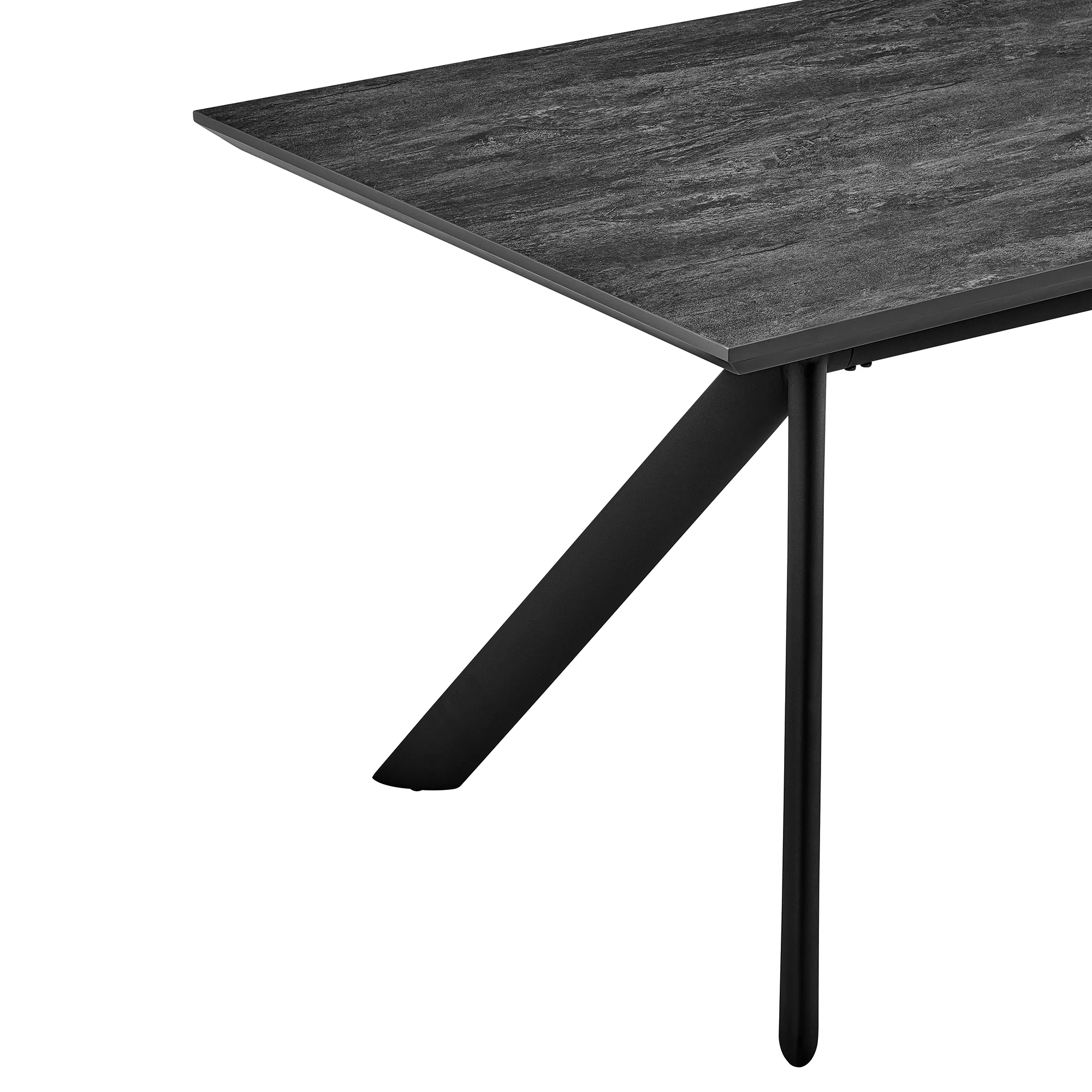 Margot and Rylee 7 Piece Modern Rectangular Dining Set in Black Melamine Wood and Blue Fabric By Armen Living - Image 8