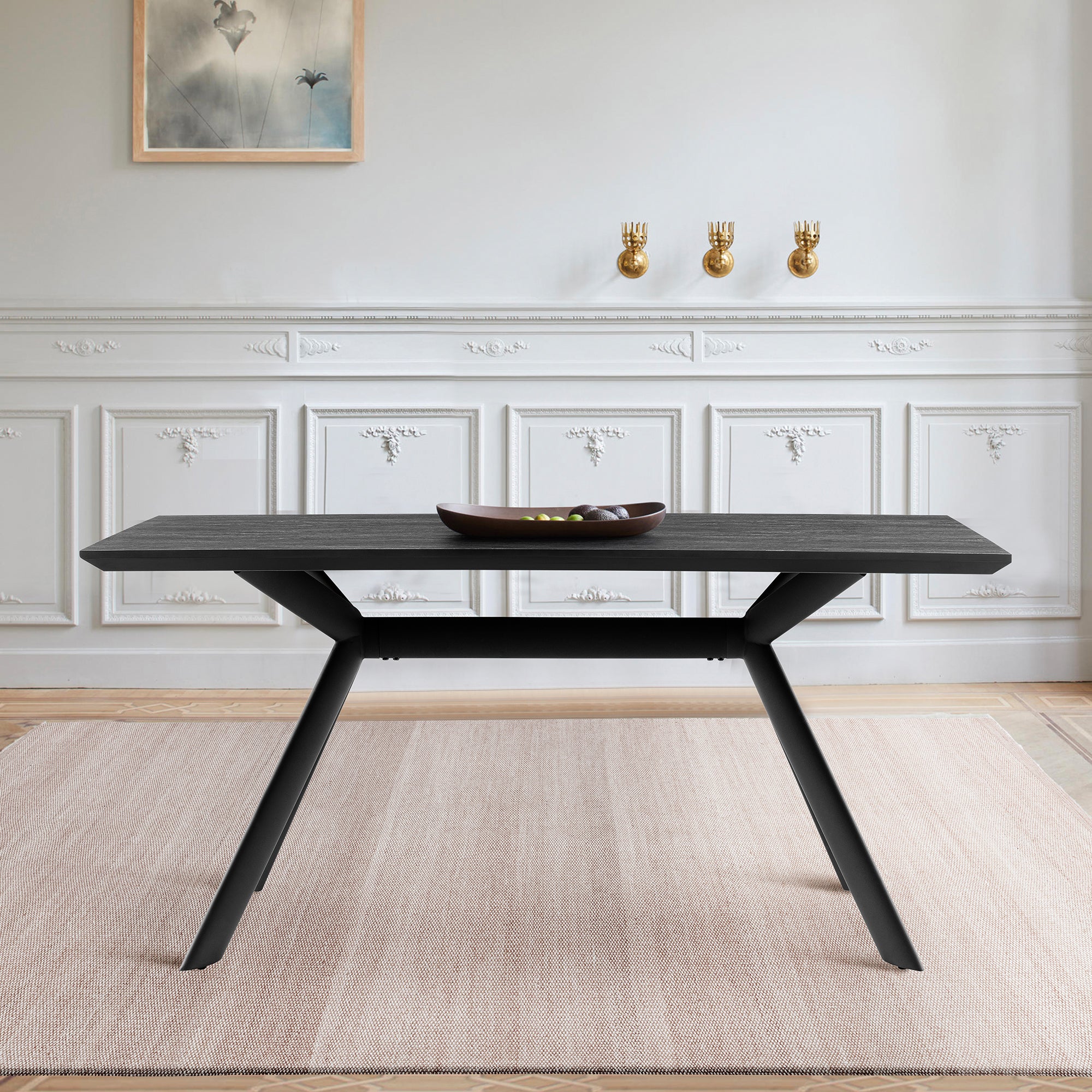 Margot Dark Gray Rectangular Dining Table with Black Finish By Armen Living