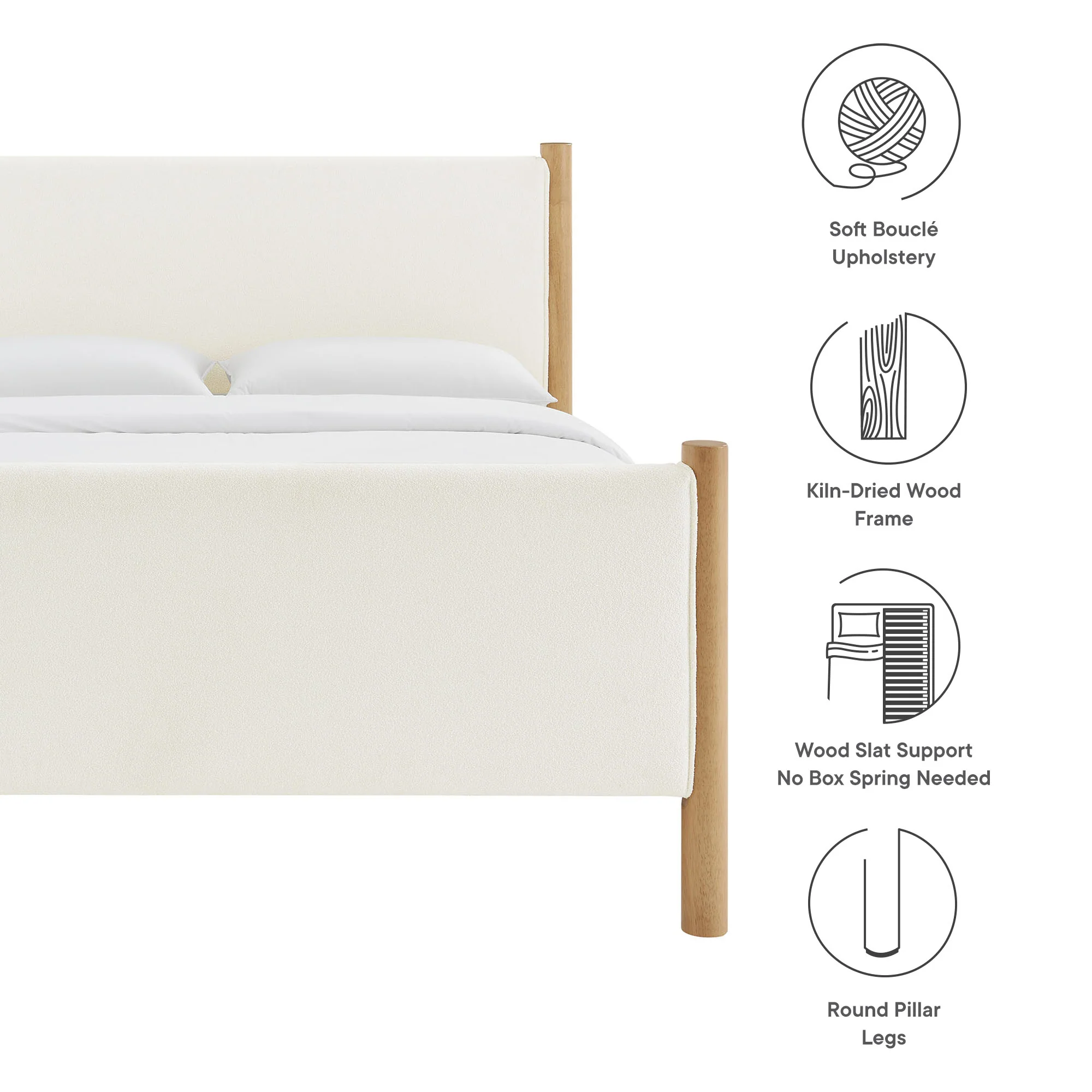 Maven King Size Boucle Upholstered Platform Bed by Modway - Image 8