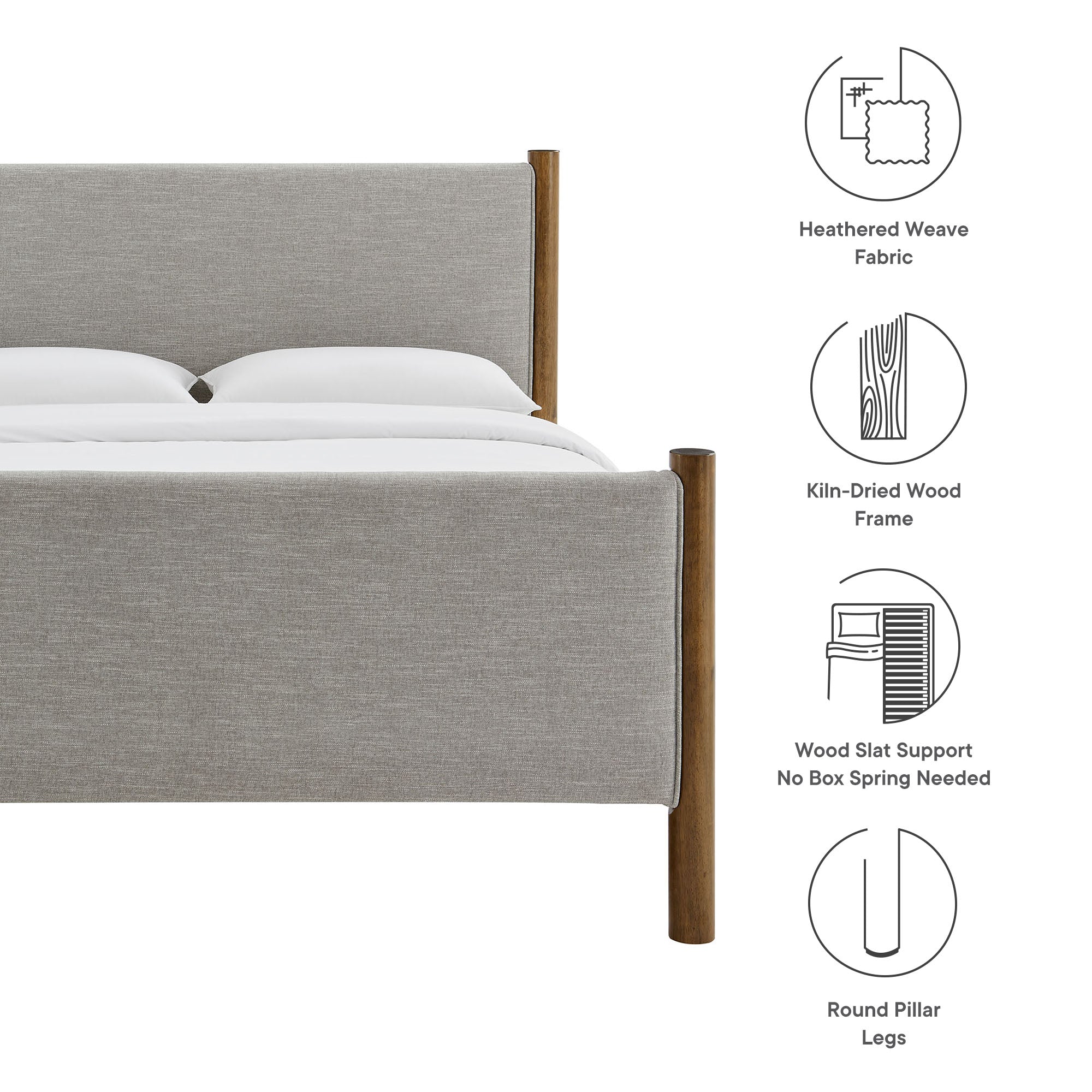 Maven Queen Size Fabric Upholstered Platform Bed by Modway - Image 35