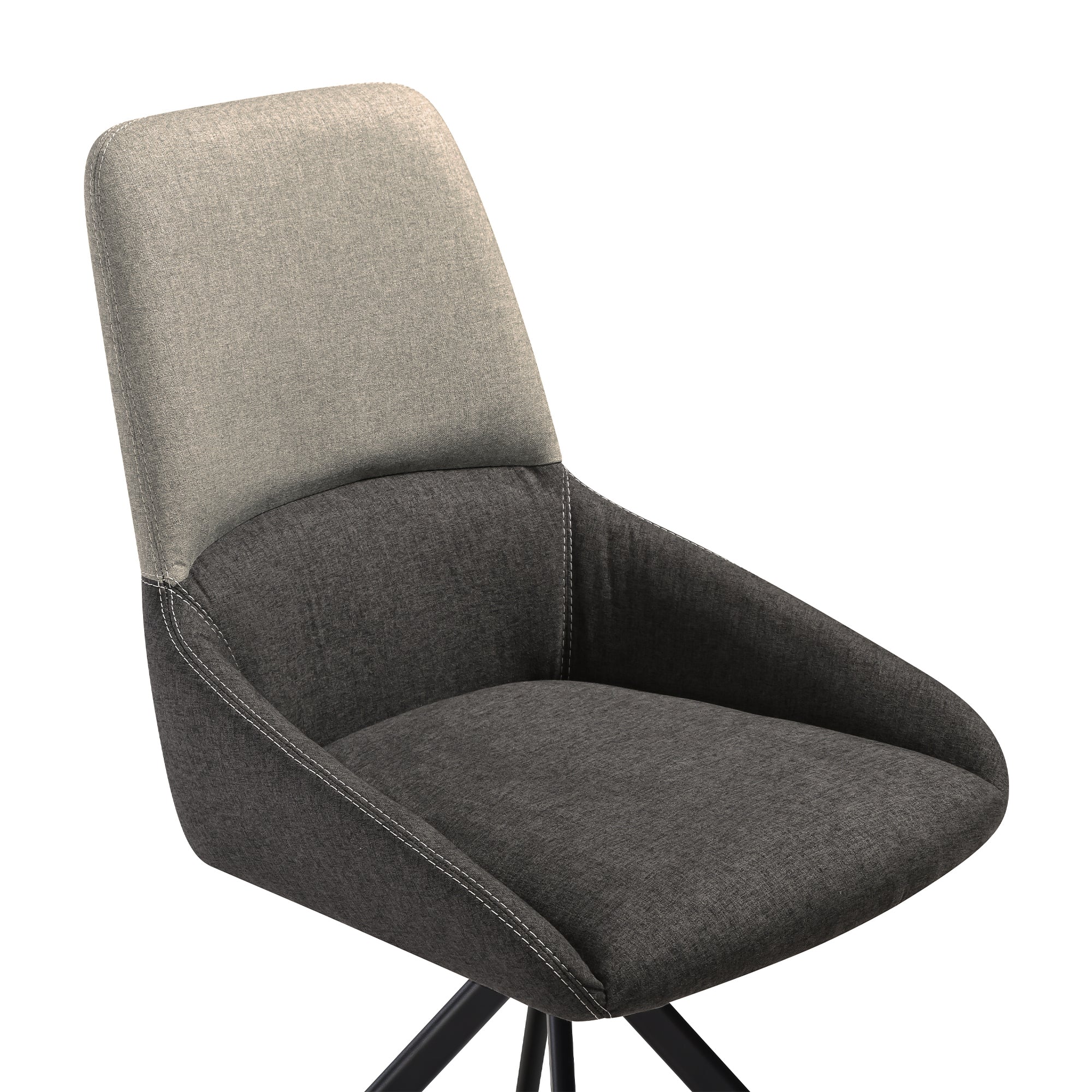 Maverick Swivel Upholstered Dining Chair in Two-Tone Fabric Gray with Black Metal Legs - Set of 2 By Armen Living - Image 6