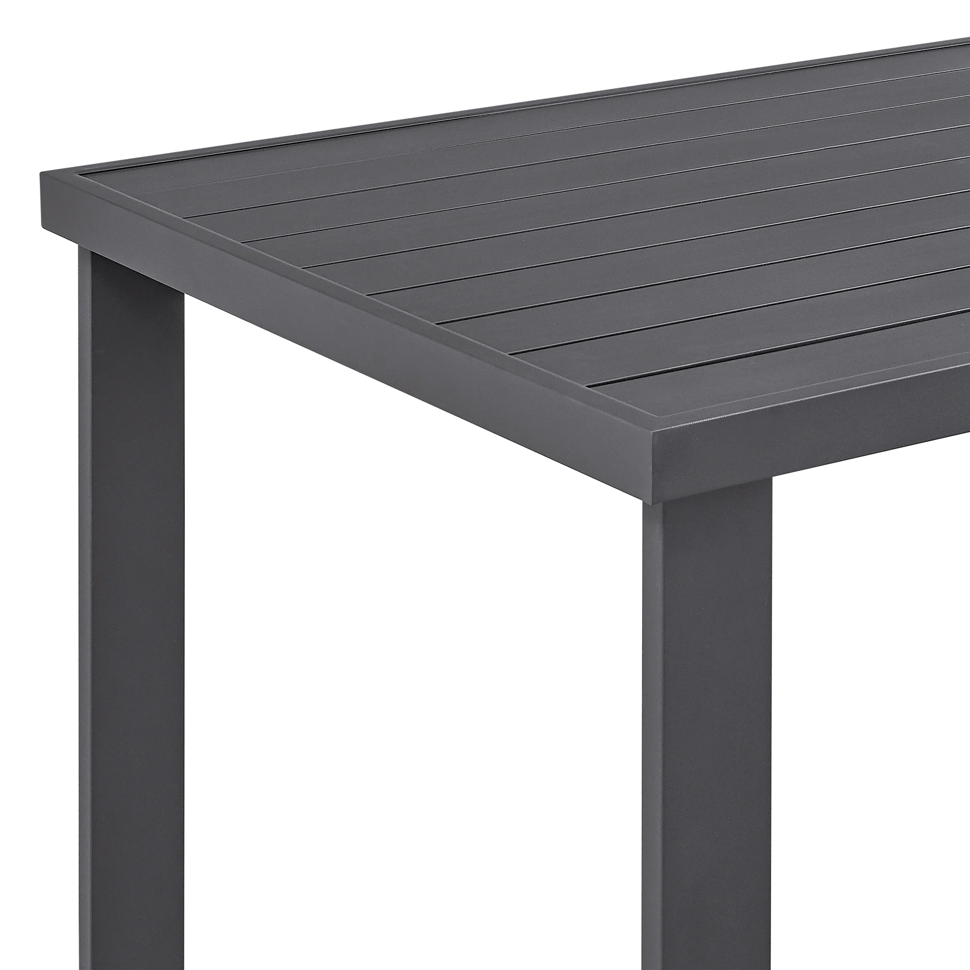 Menorca Outdoor Patio 5-Piece Bar Table Set in Aluminum with Gray Cushions By Armen Living - Image 11