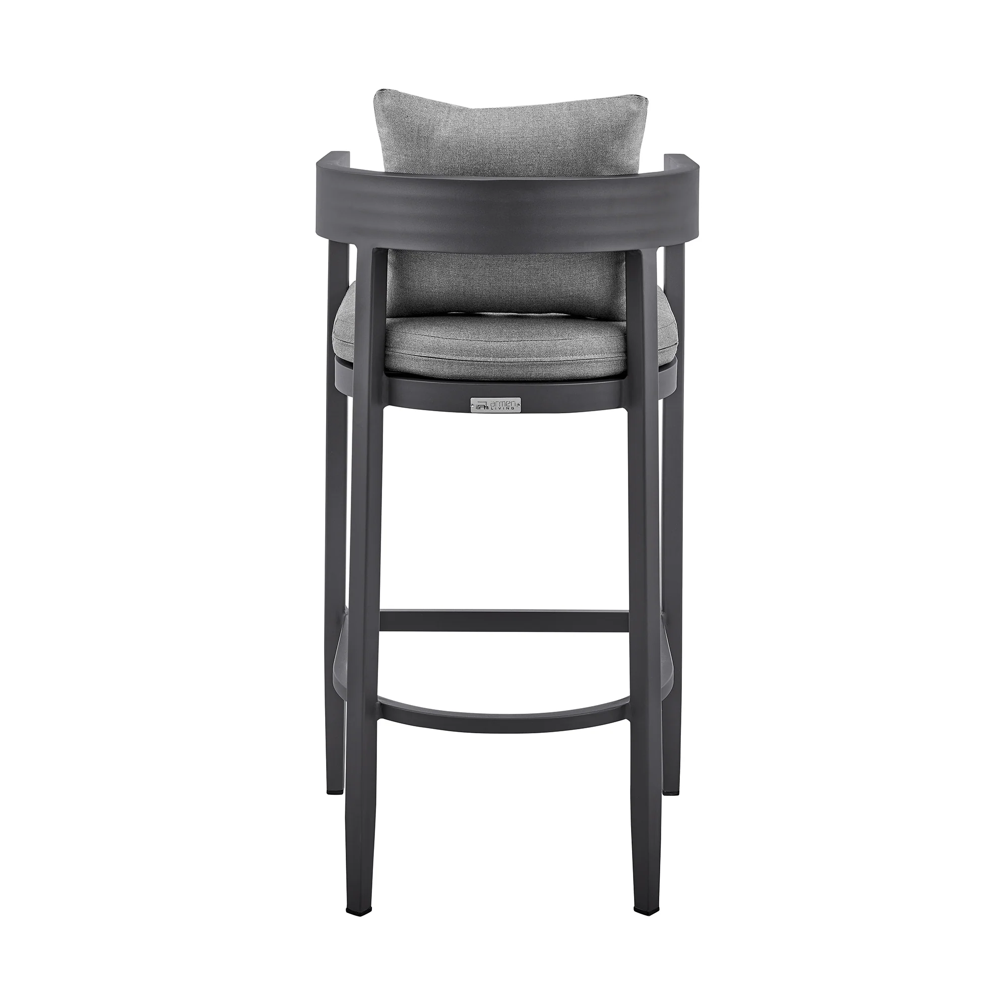 Menorca Outdoor Patio Bar Stool in Aluminum with Gray Cushions By Armen Living - Image 7