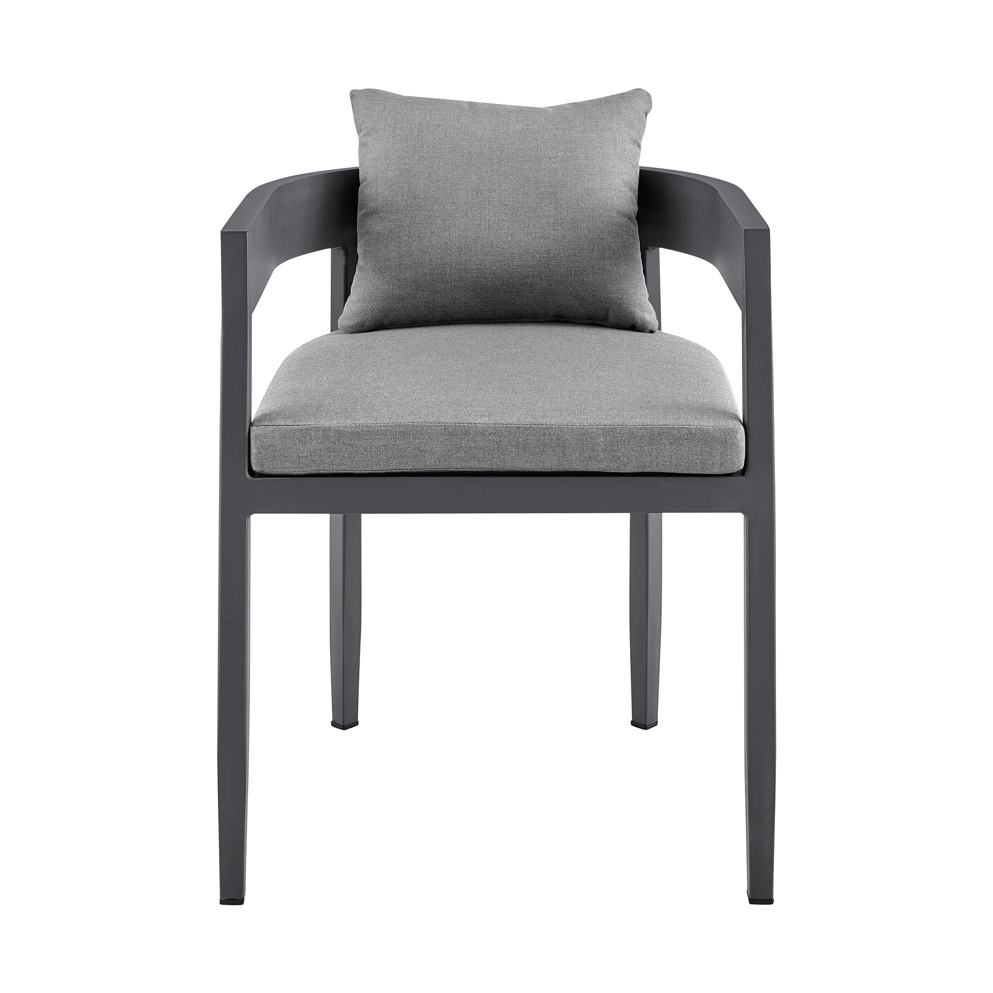 Menorca Outdoor Patio Dining Chairs in Aluminum with Gray Cushions - Set of 2 By Armen Living - Image 5