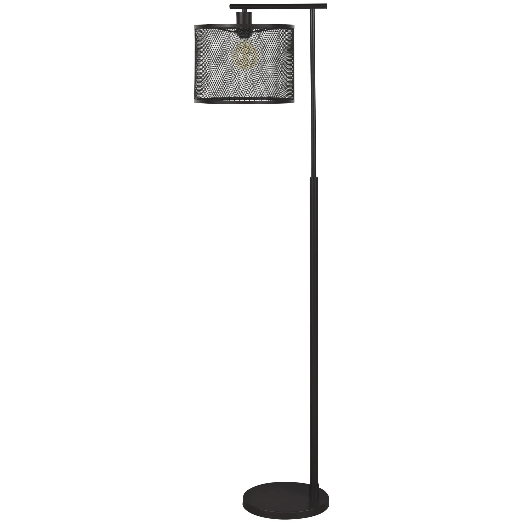 Metal Frame Floor Lamp With Caged Shade Dark Bronze By Benzara