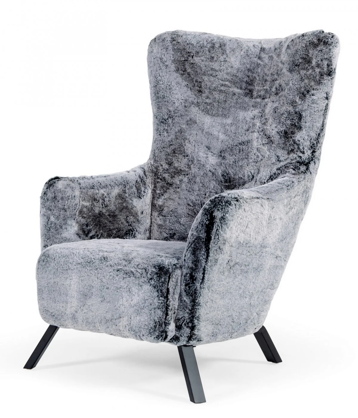 Mid Century Glam Grey Faux Fur Accent Chair By Homeroots