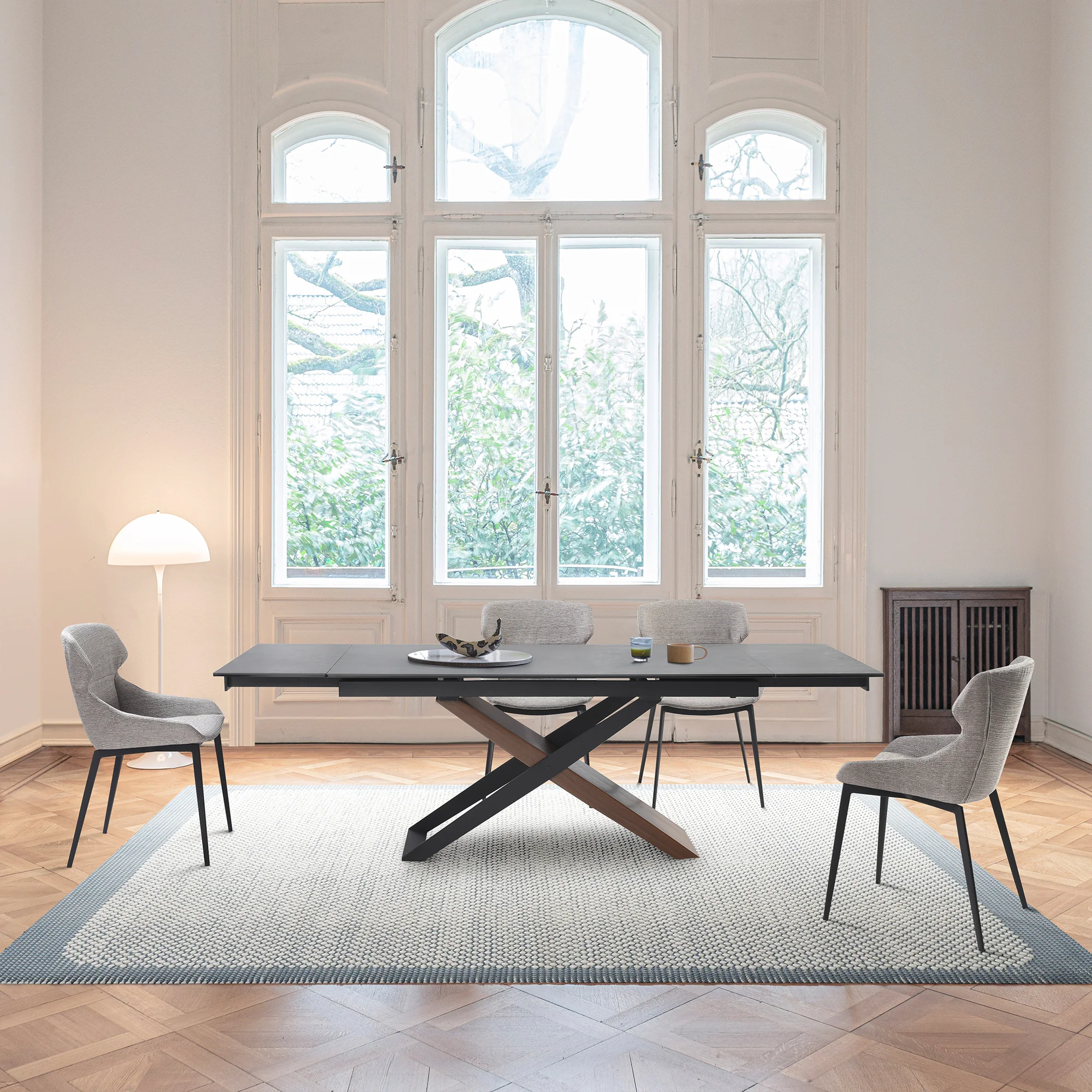 Milena Kenna 5 Piece Dining Set with Gray Fabric Chairs By Armen Living