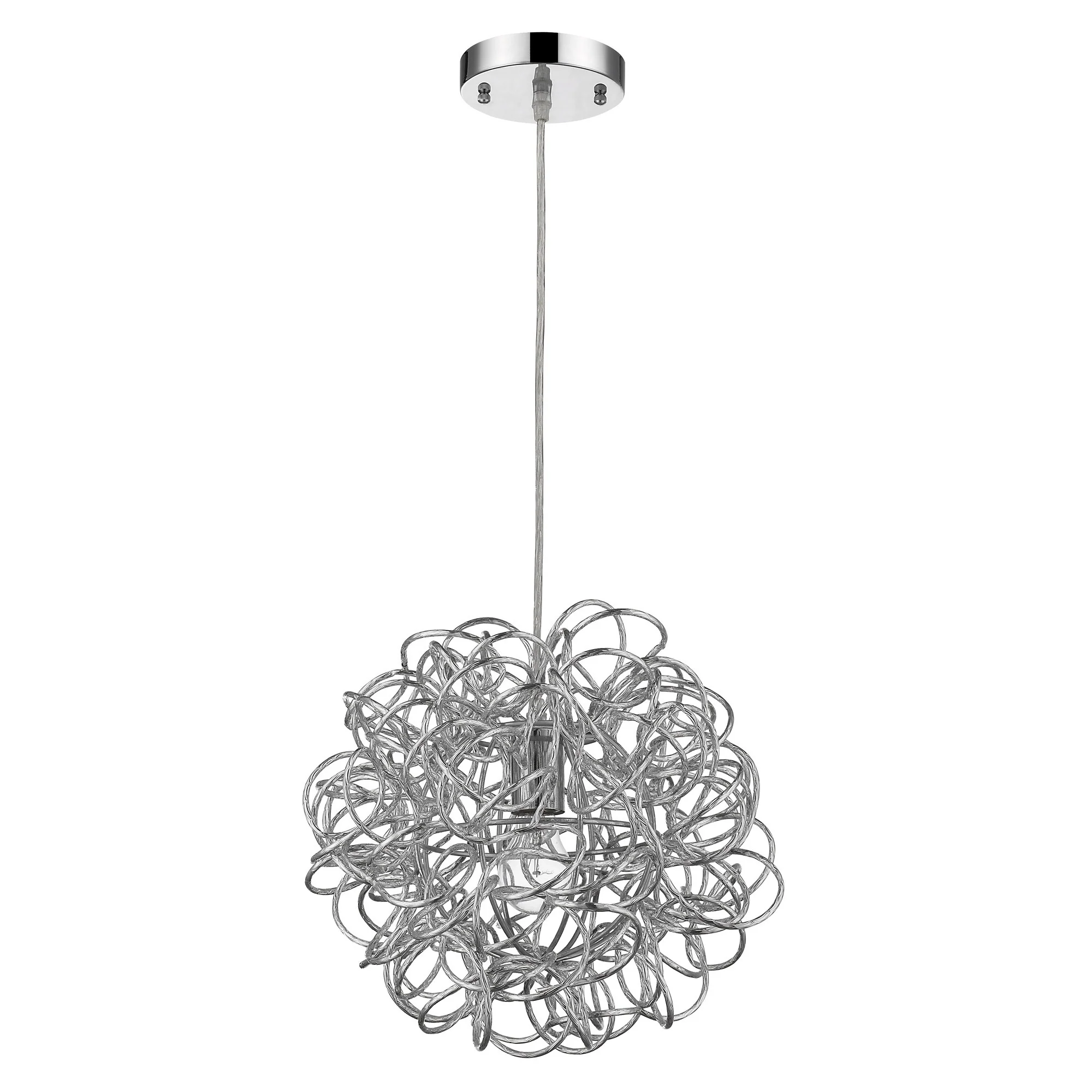 Mingle 1-Light Polished Chrome Pendant With Faceted Chrome Aluminum Wire Shade By Homeroots