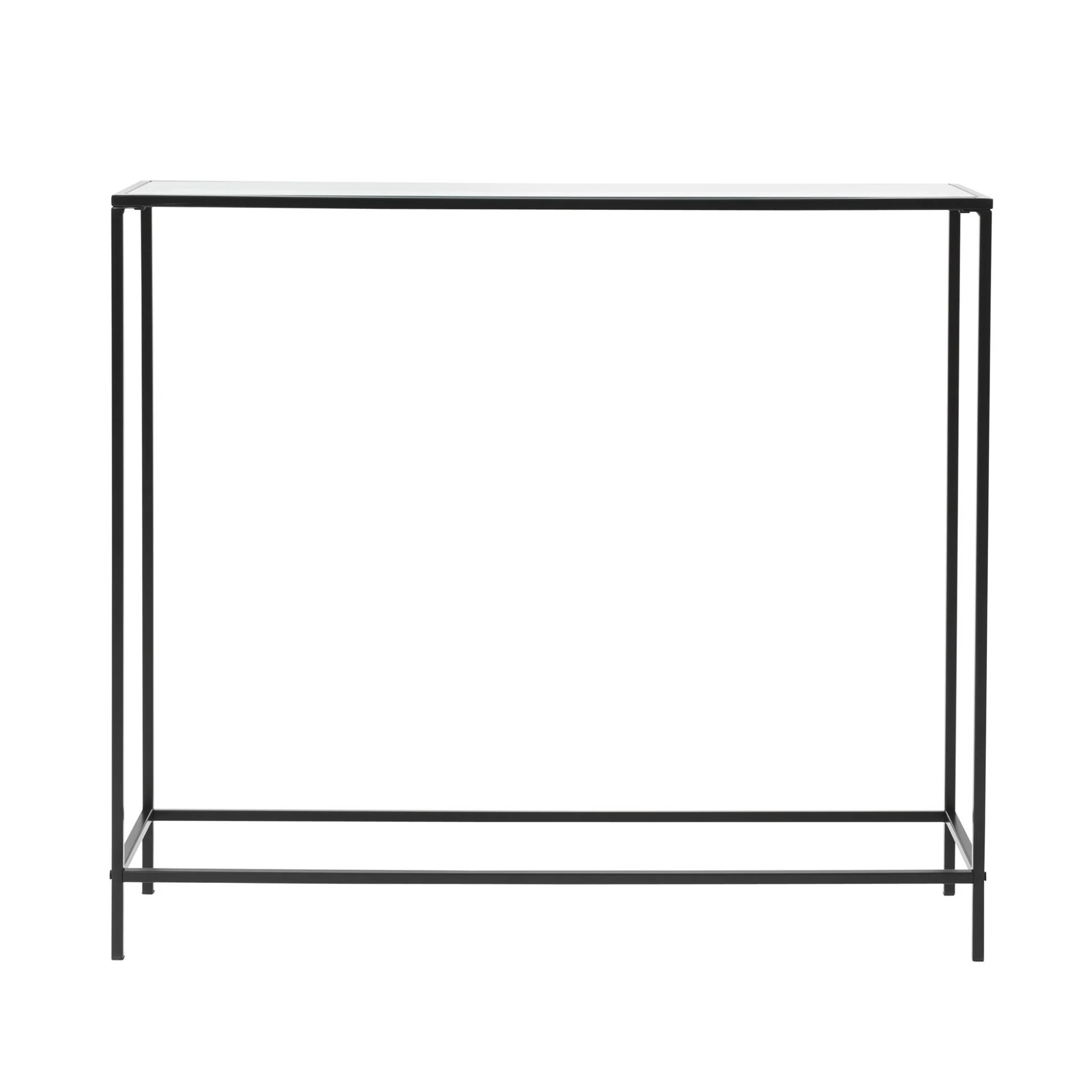 Minimalist Clear Glass and Black Console Table By Homeroots