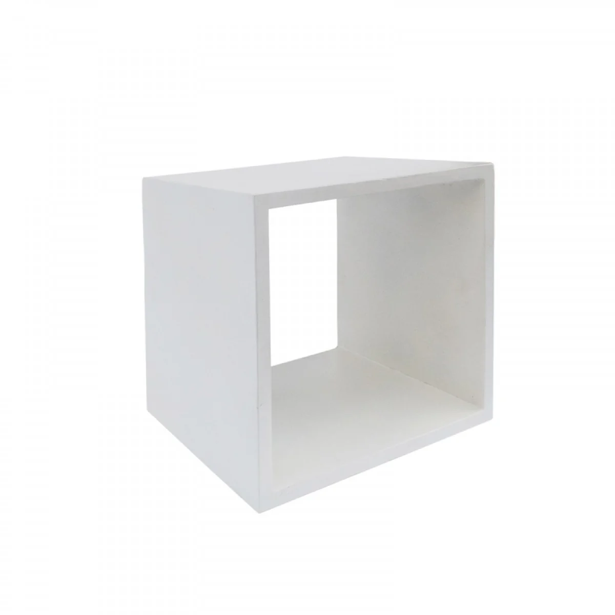 Minimalist White Concrete Open Cube End or Side Table By Homeroots