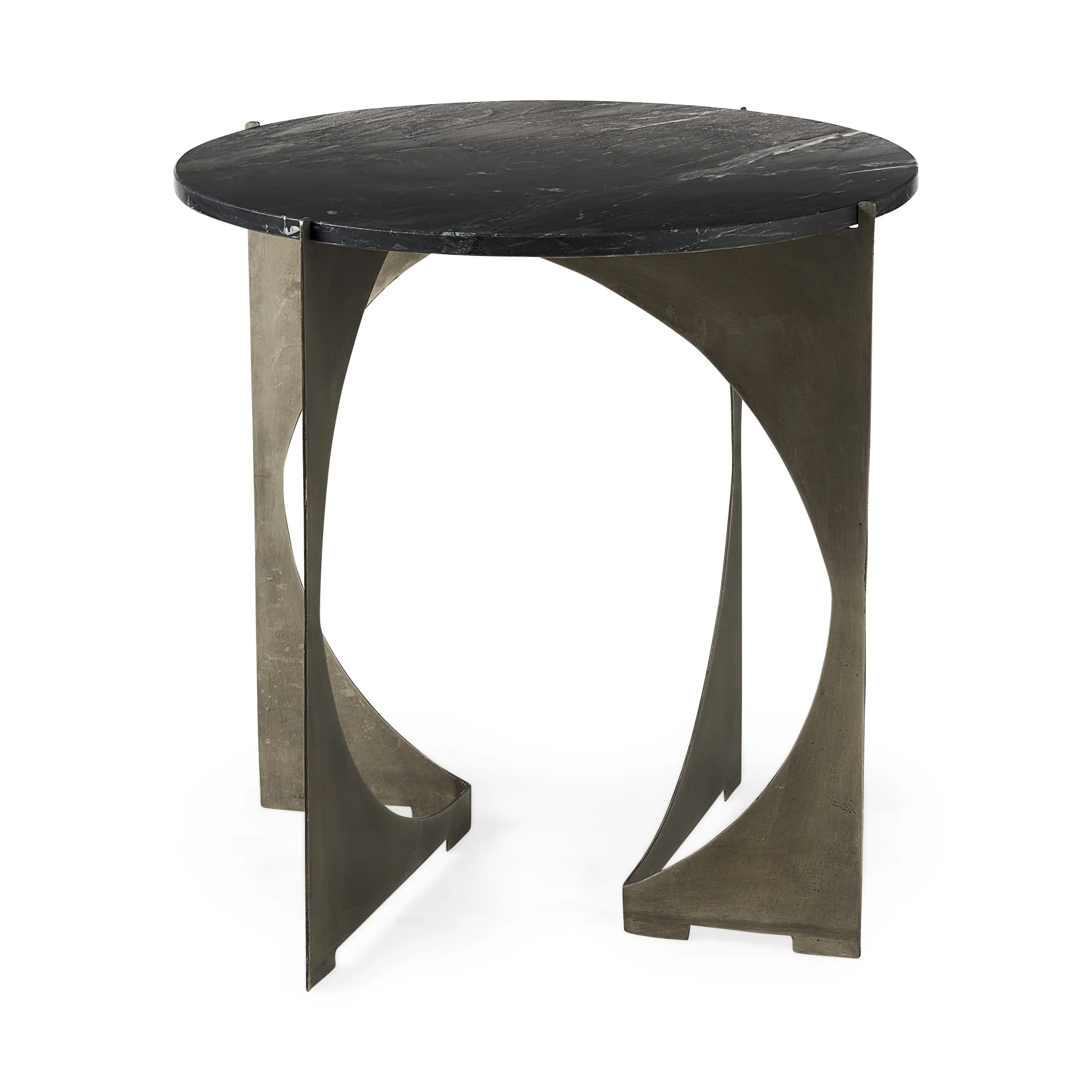 Mod Black Marble Antiqued Nickel Side Table By Homeroots