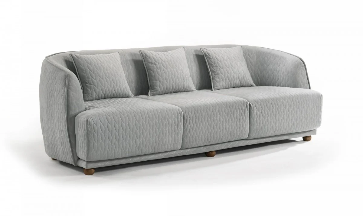 Modern 68" Light Gray Quilted Sofa By Homeroots