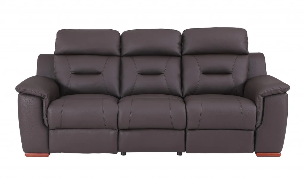 Modern Beige Leather Reclining Sofa By Homeroots - Image 6