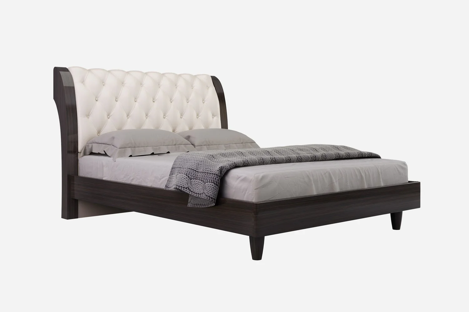 Modern Eastern King Beige High Gloss Bed By Homeroots