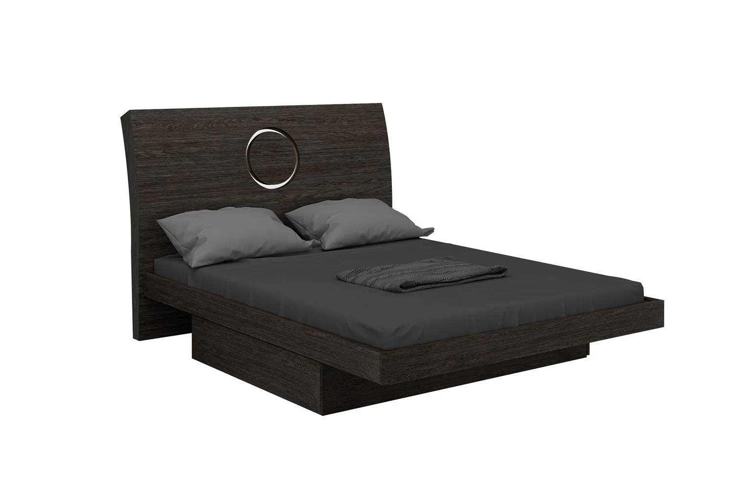 Modern Eastern King Gray High Gloss Bed By Homeroots - Image 2