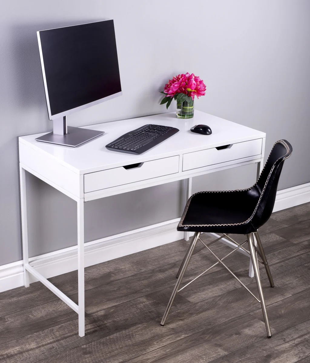 Modern Glossy White Desk By Homeroots