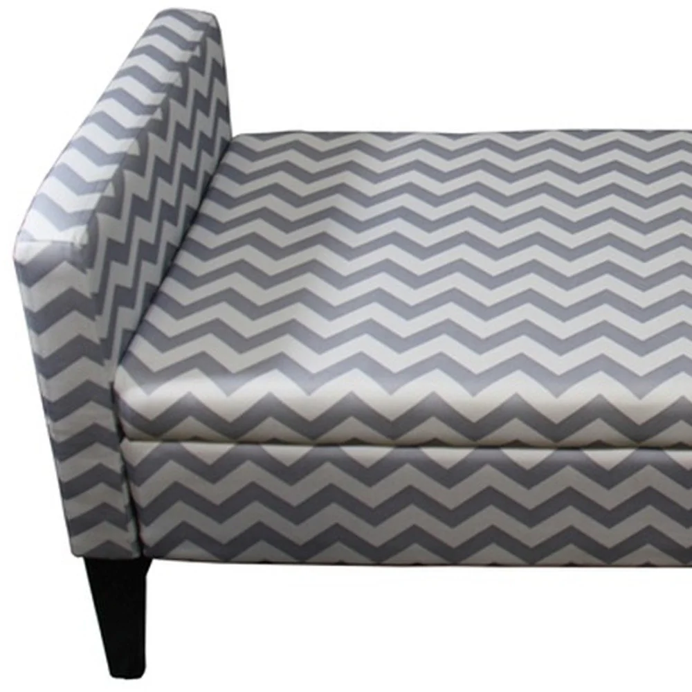 Modern Gray and White Chevron Print Storage Bench By Homeroots - Image 8