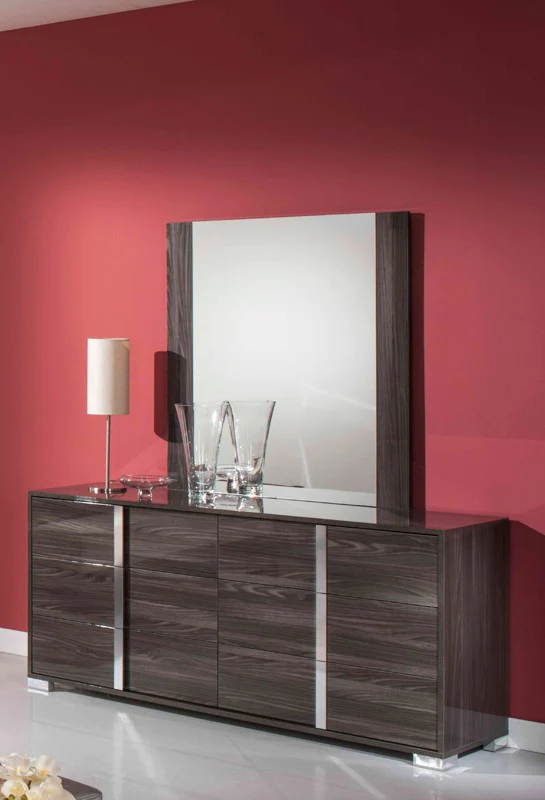 Modern Gray Glossy Wall Mirror By Homeroots