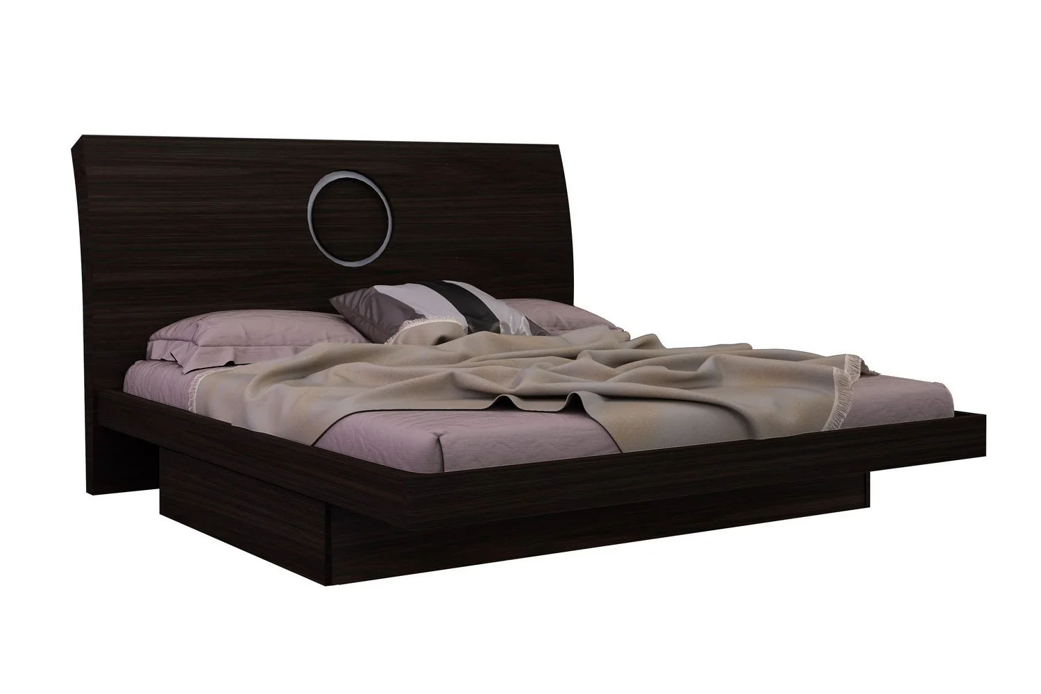 Modern Queen Wenge High Gloss Bed By Homeroots