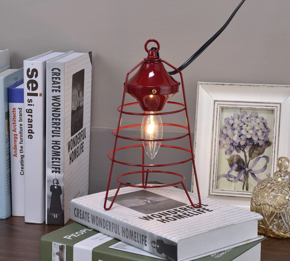 Modern Red Lantern Design Table Lamp By Homeroots