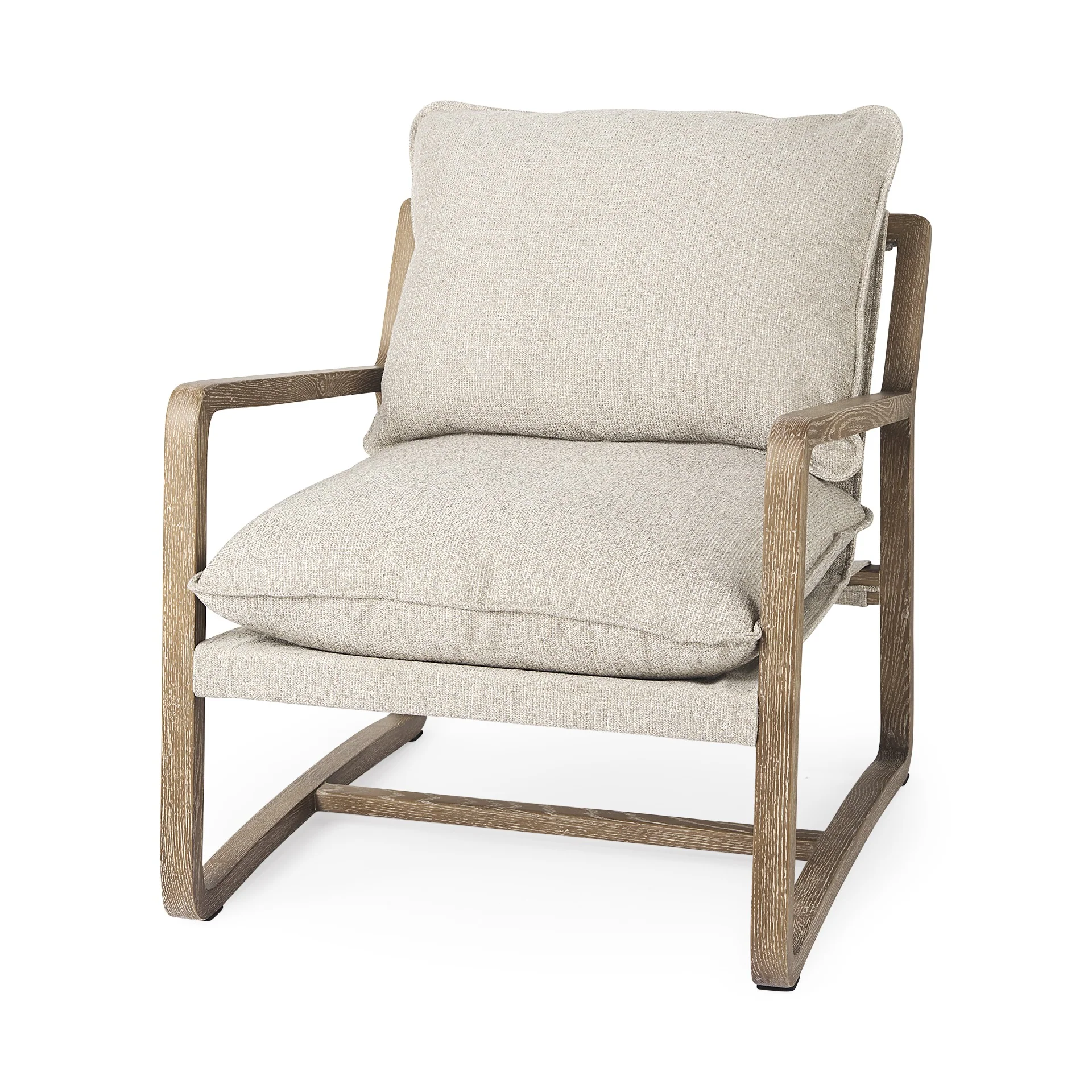 Modern Rustic Cozy Brown and Oatmeal Accent Chair By Homeroots