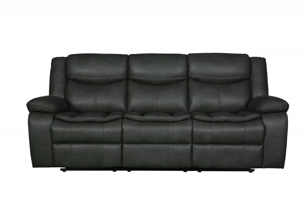 Modern Soft Gray Faux Leather Reclining Sofa By Homeroots