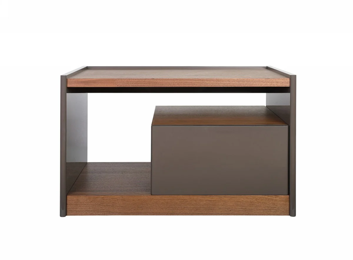 Modern Walnut Nightstand With Drawer Box And Shelf By Homeroots