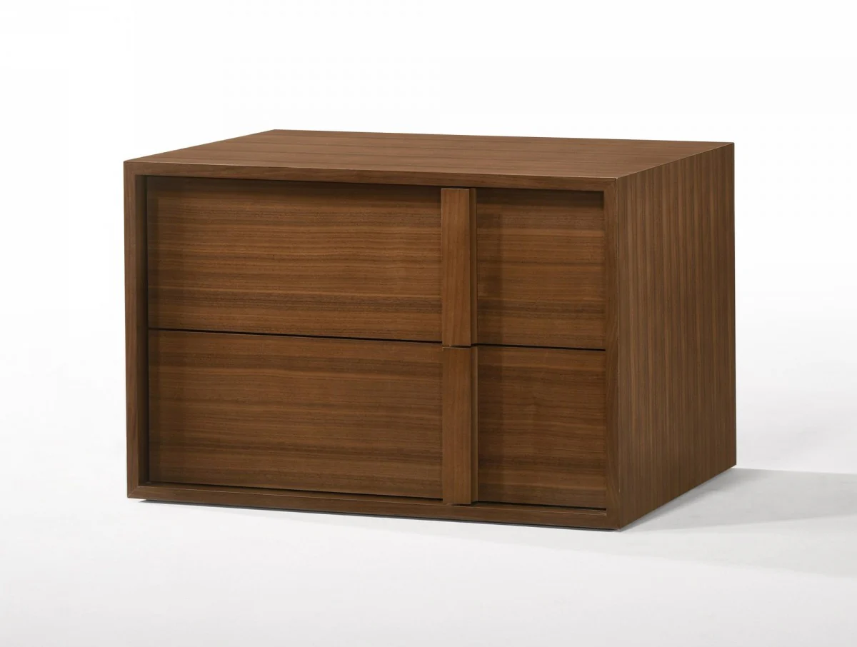 Modern Walnut Nightstand With Two Integrated Drawers By Homeroots