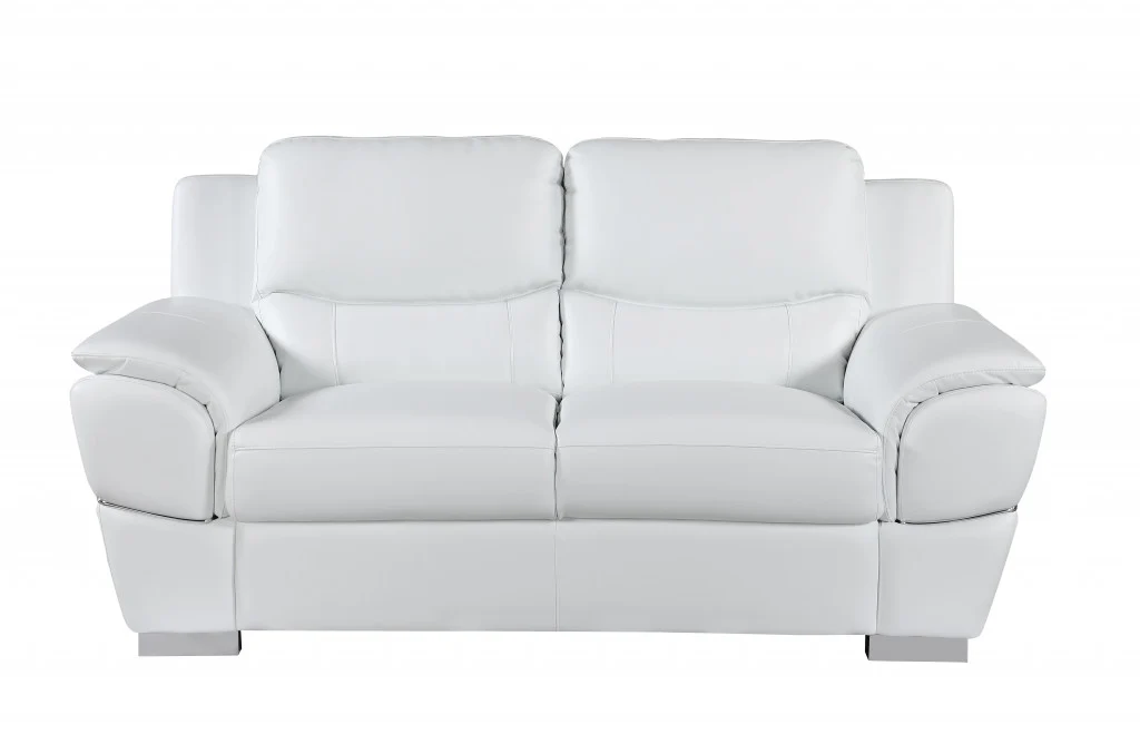 Modern White Leather Sofa And Loveseat By Homeroots - 343861 - Image 3