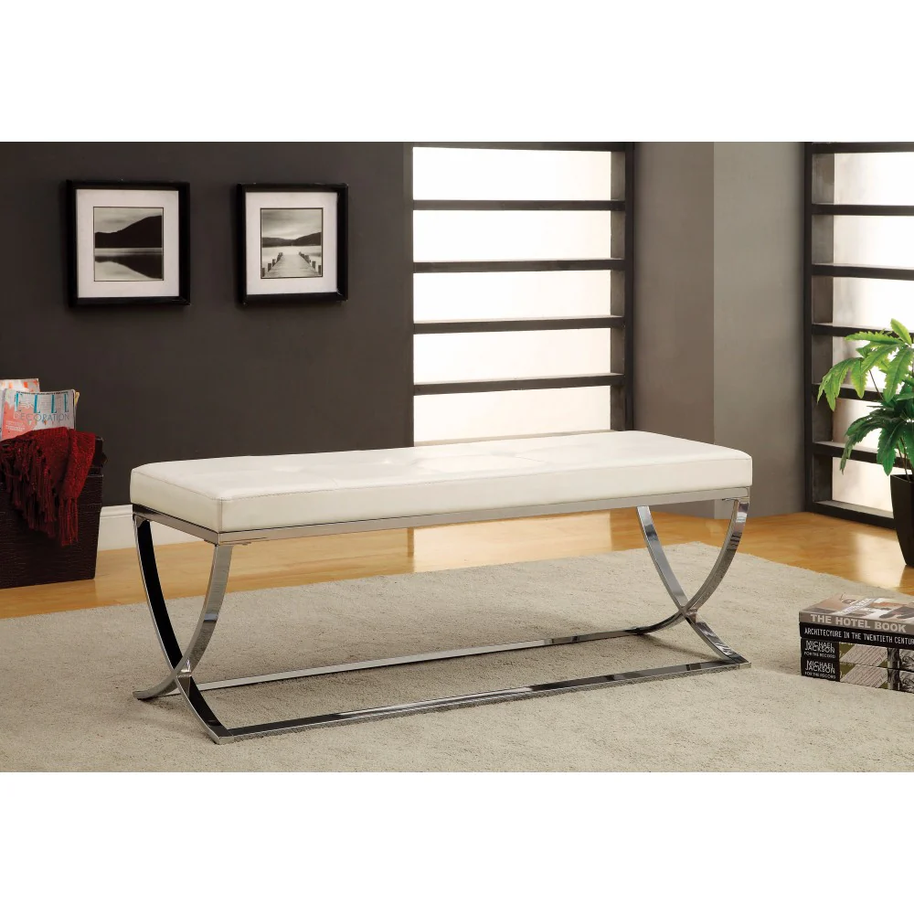 Modernly Charming Bench, White By Benzara