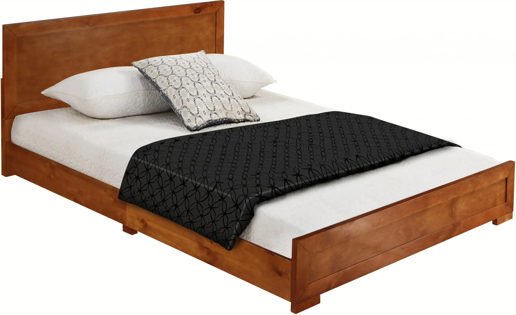 Moma Cherry Wood Platform Full Bed With Nightstand By Homeroots - Image 5