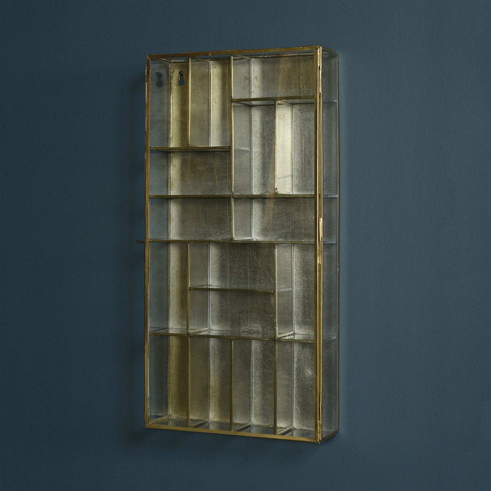 Monroe Divided Wall Case - Brass By HomArt